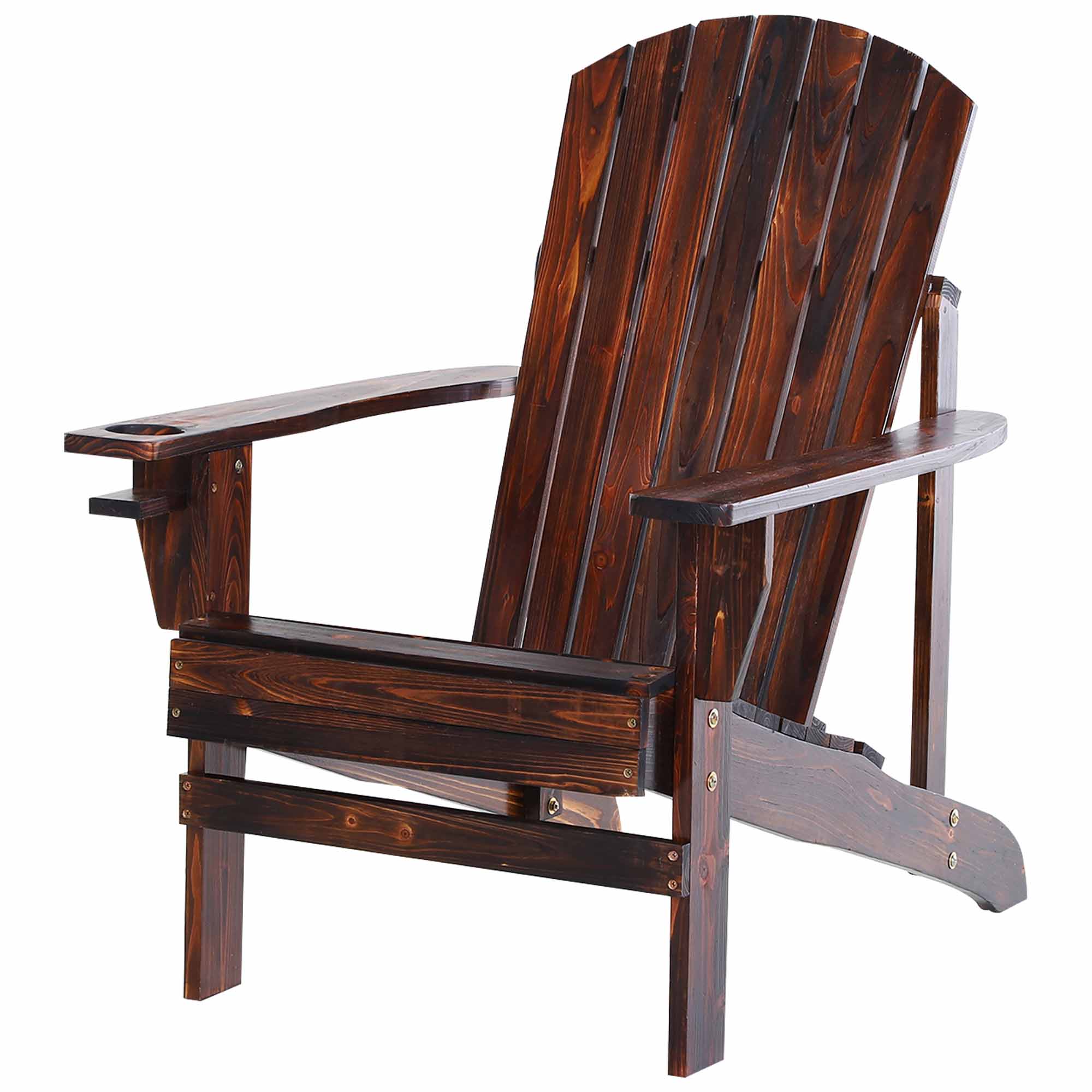 fauteuil de jardin porte-gobelet intégré bois de sapin traité marron