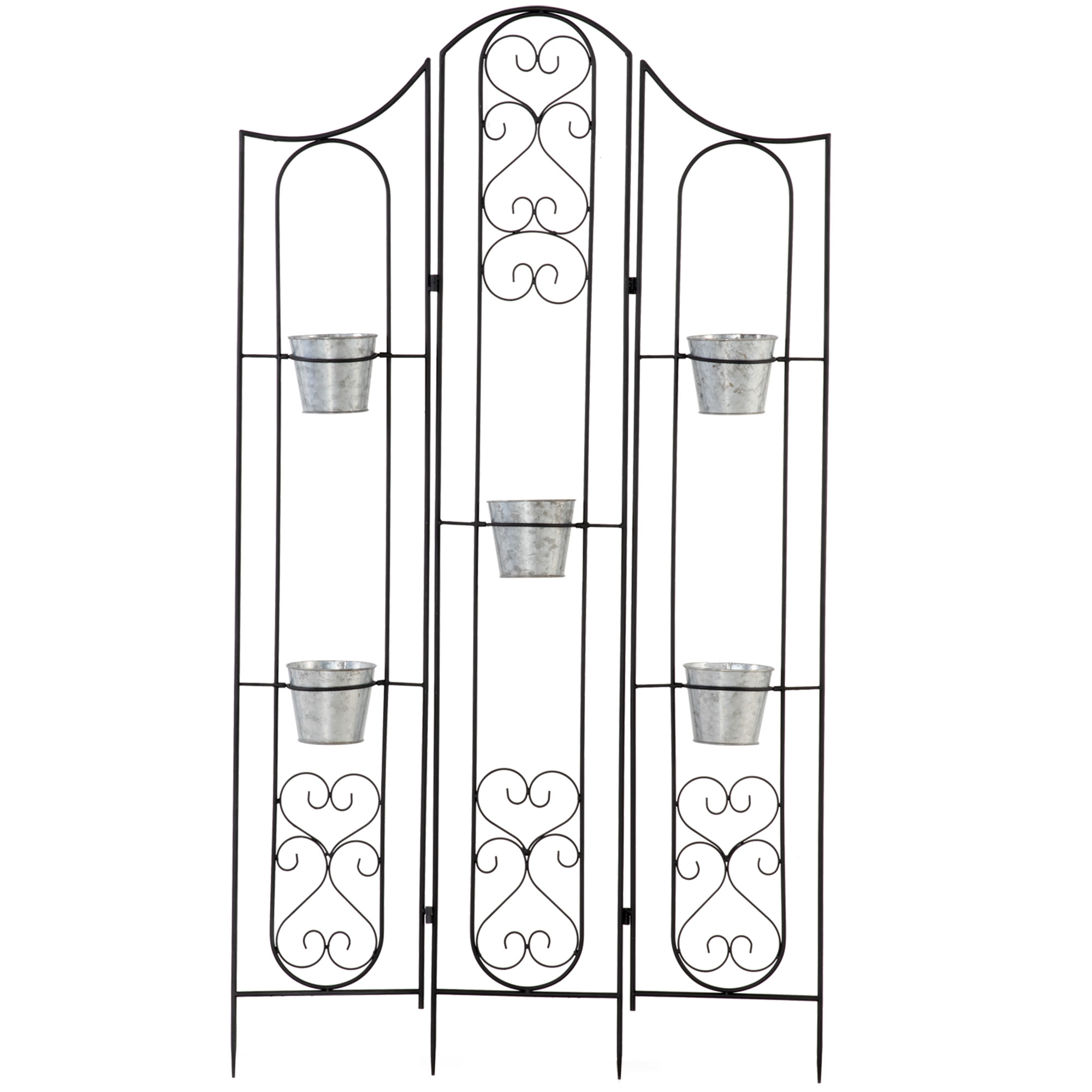 Étagère de pots de fleurs métal style fer forgé 5 pots fleurs inclus