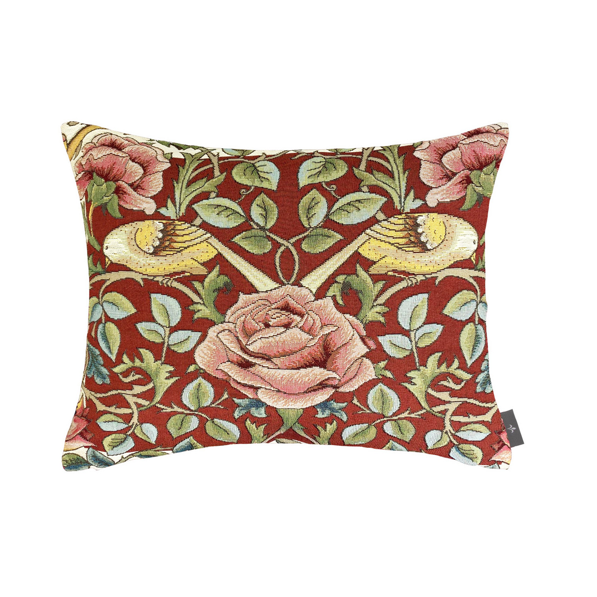 Coussin roses et oiseaux d'après w.morris made in france rouge 38x48 Coussin roses et oiseaux d'après w.morris made in france rouge 38x48