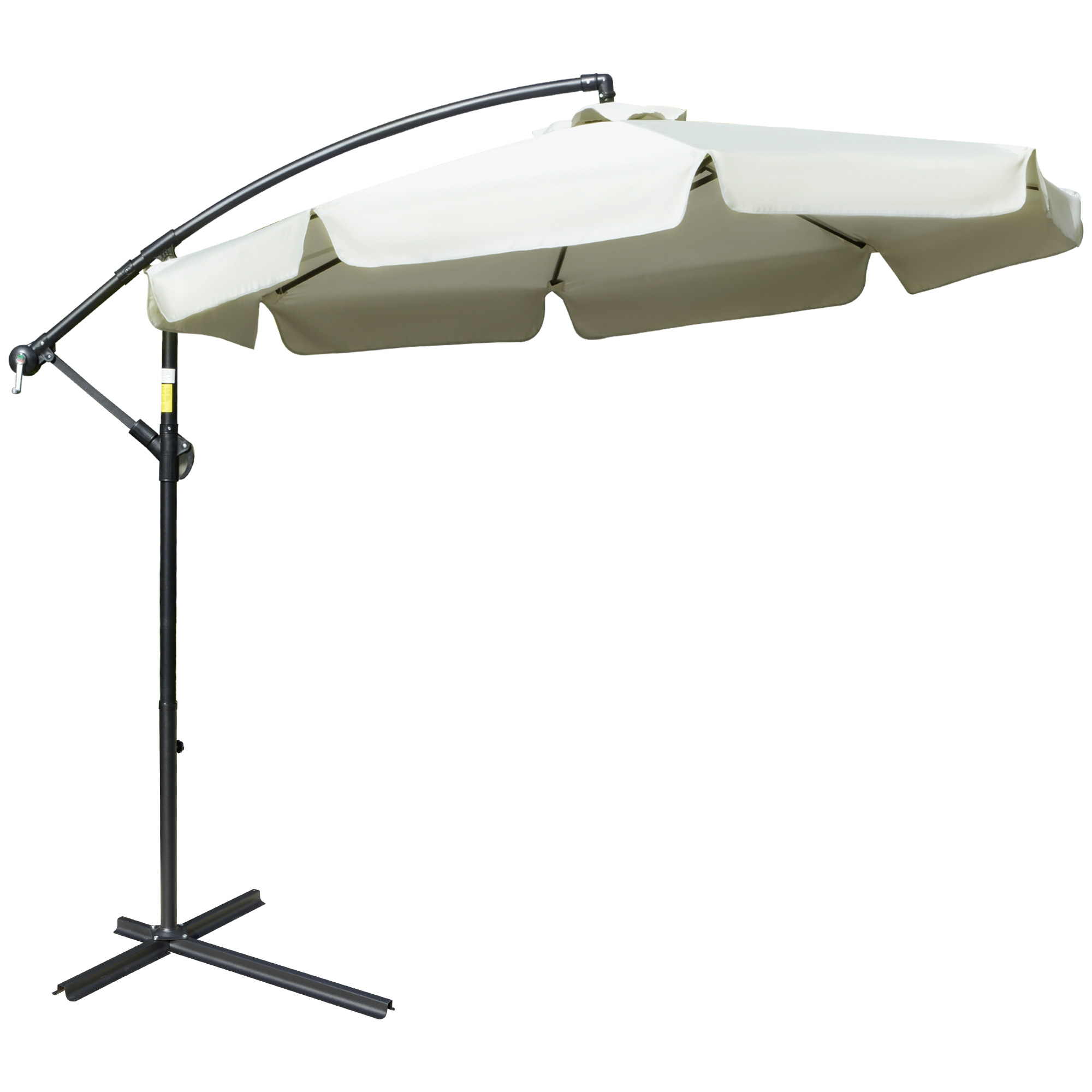 Parasol déporté octogonal inclinable acier époxy polyester crème