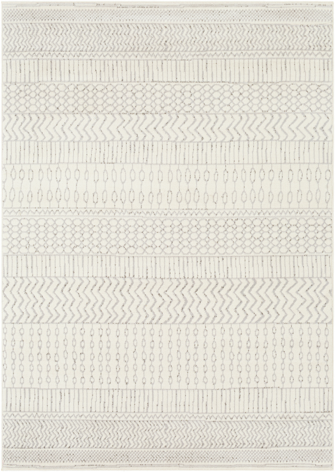 Tapis Géométrique, Gris et Blanc Cassé - 152x213cm