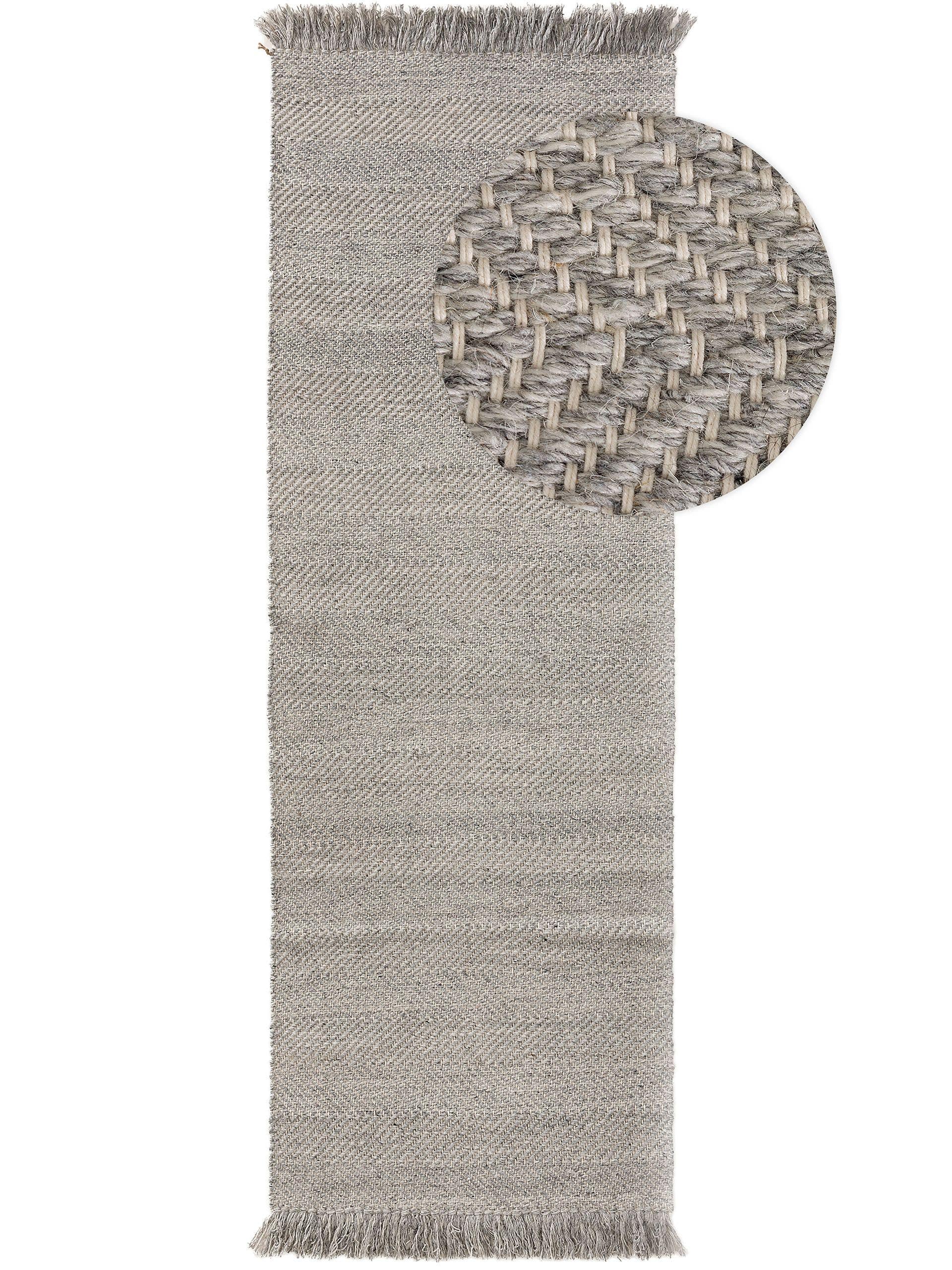 Tapis de couloir en laine gris clair 70x200 cm Tapis de couloir en laine gris clair 70x200 cm
