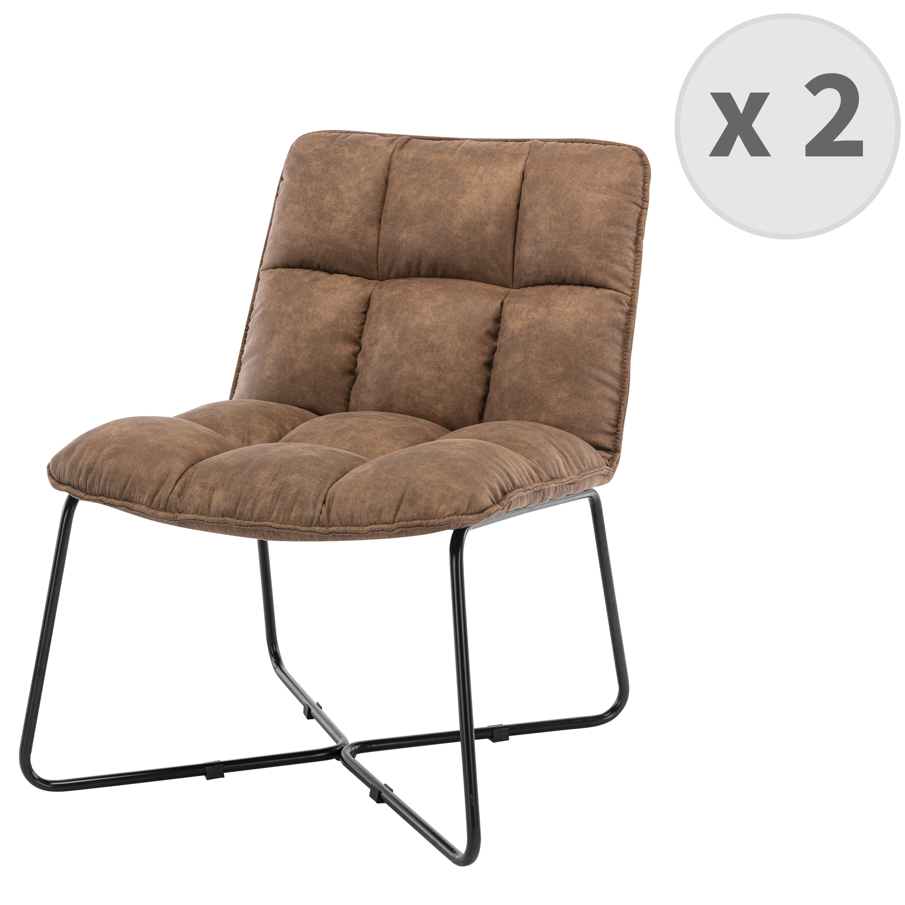 Fauteuil vintage marron pieds métal noir(x2) Fauteuil vintage marron pieds métal noir(x2)