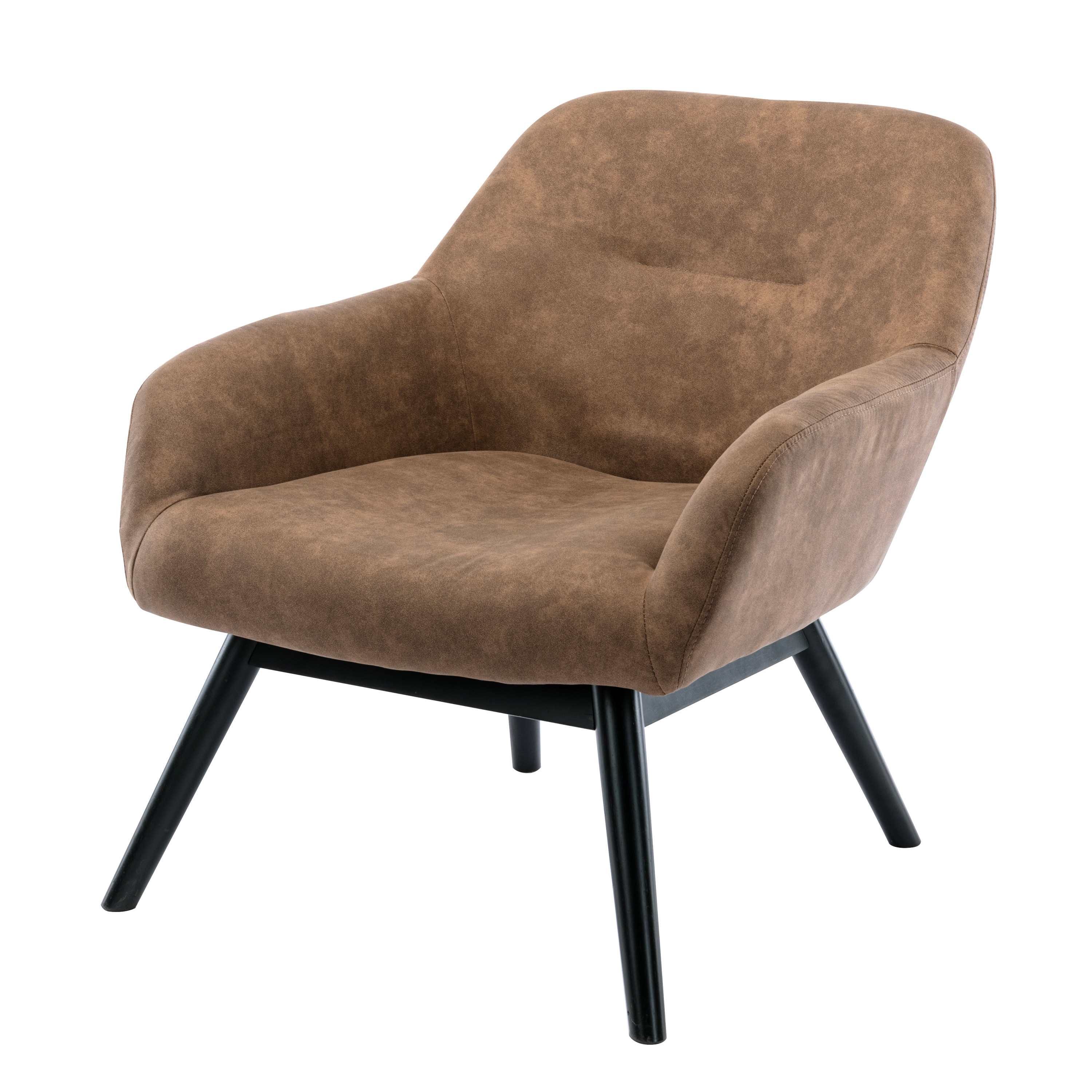 Fauteuil vintage marron pieds bois noir Fauteuil vintage marron pieds bois noir