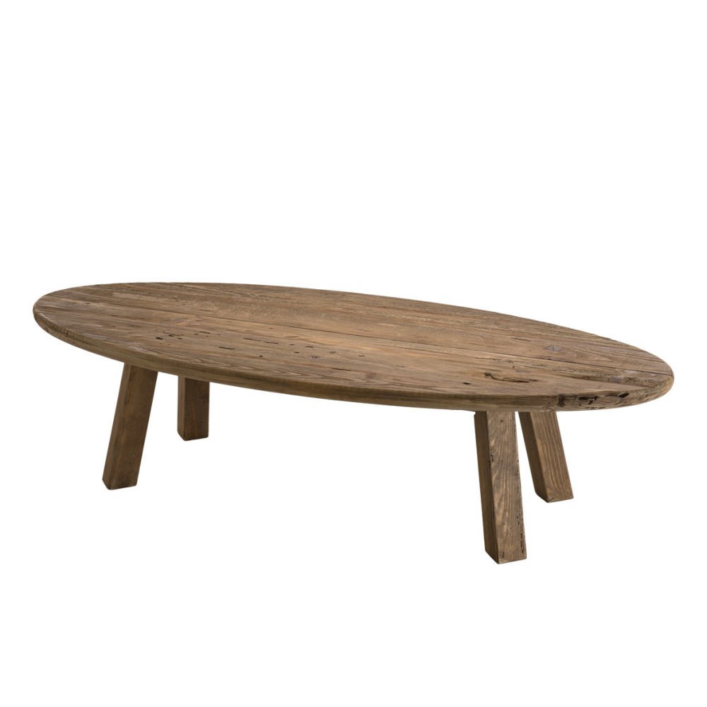 Table basse ovale en pin recyclé L139