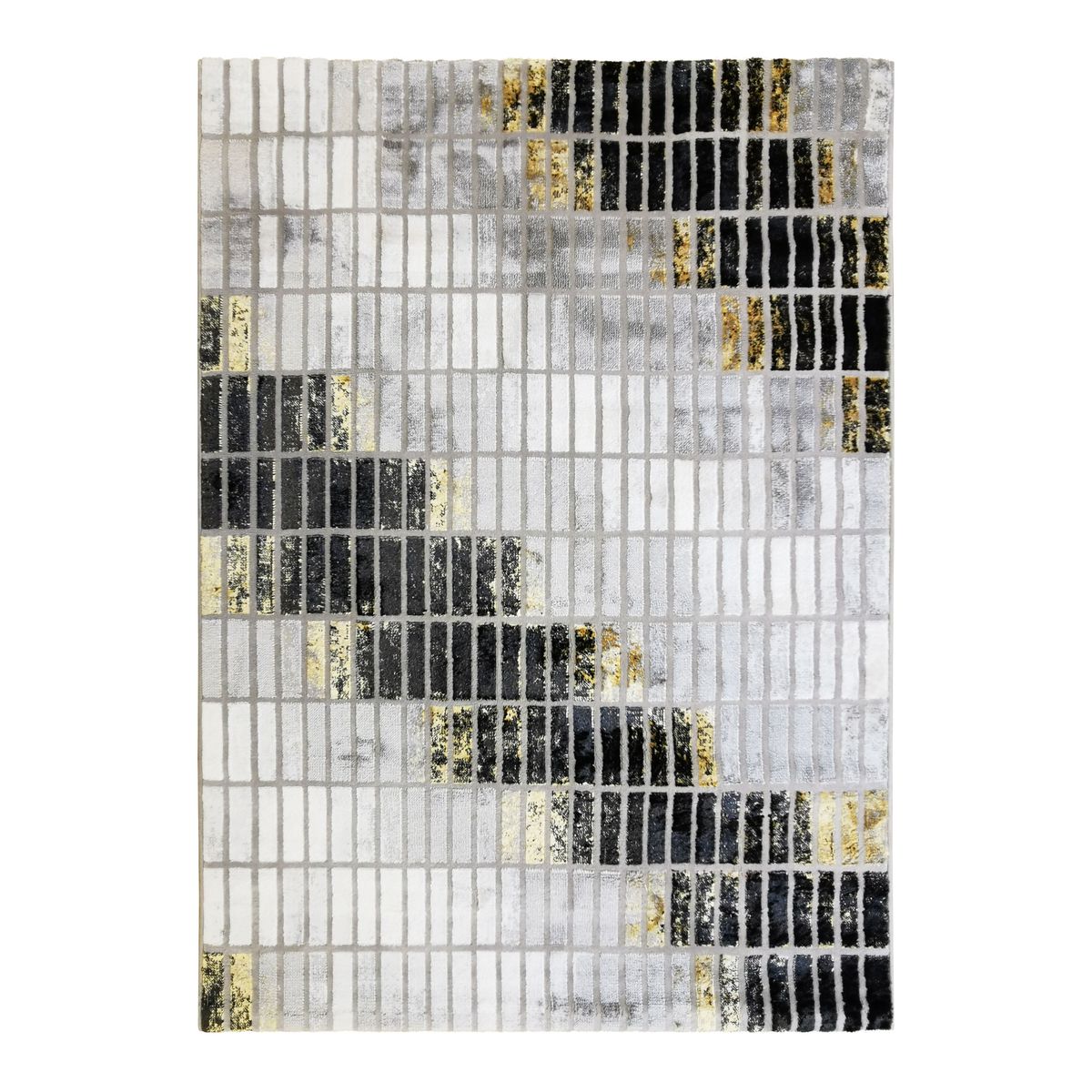 Tapis graphique minis rectangles gris or 160x230 Tapis graphique minis rectangles gris or 160x230