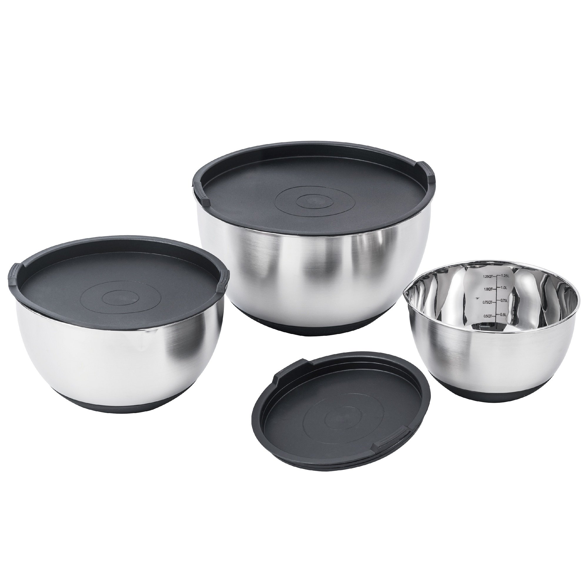 Lot 3 Saladiers avec couvercle Acier inoxydable Argent Lot 3 Saladiers avec couvercle Acier inoxydable Argent