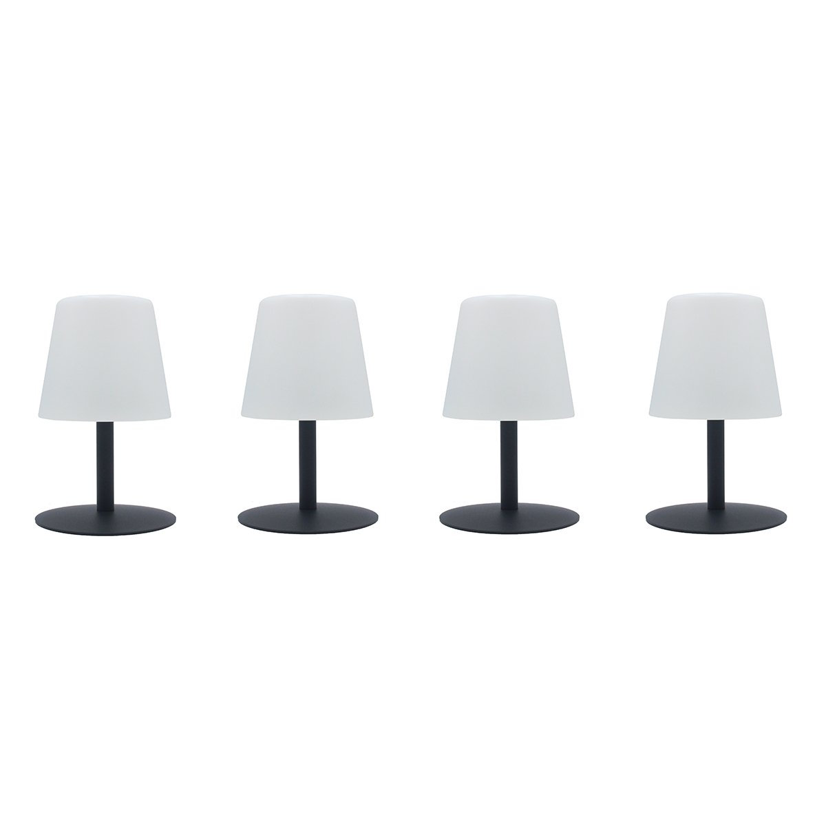 Lot de 4 Lampe de table sans fil LED Acier Gris H25CM