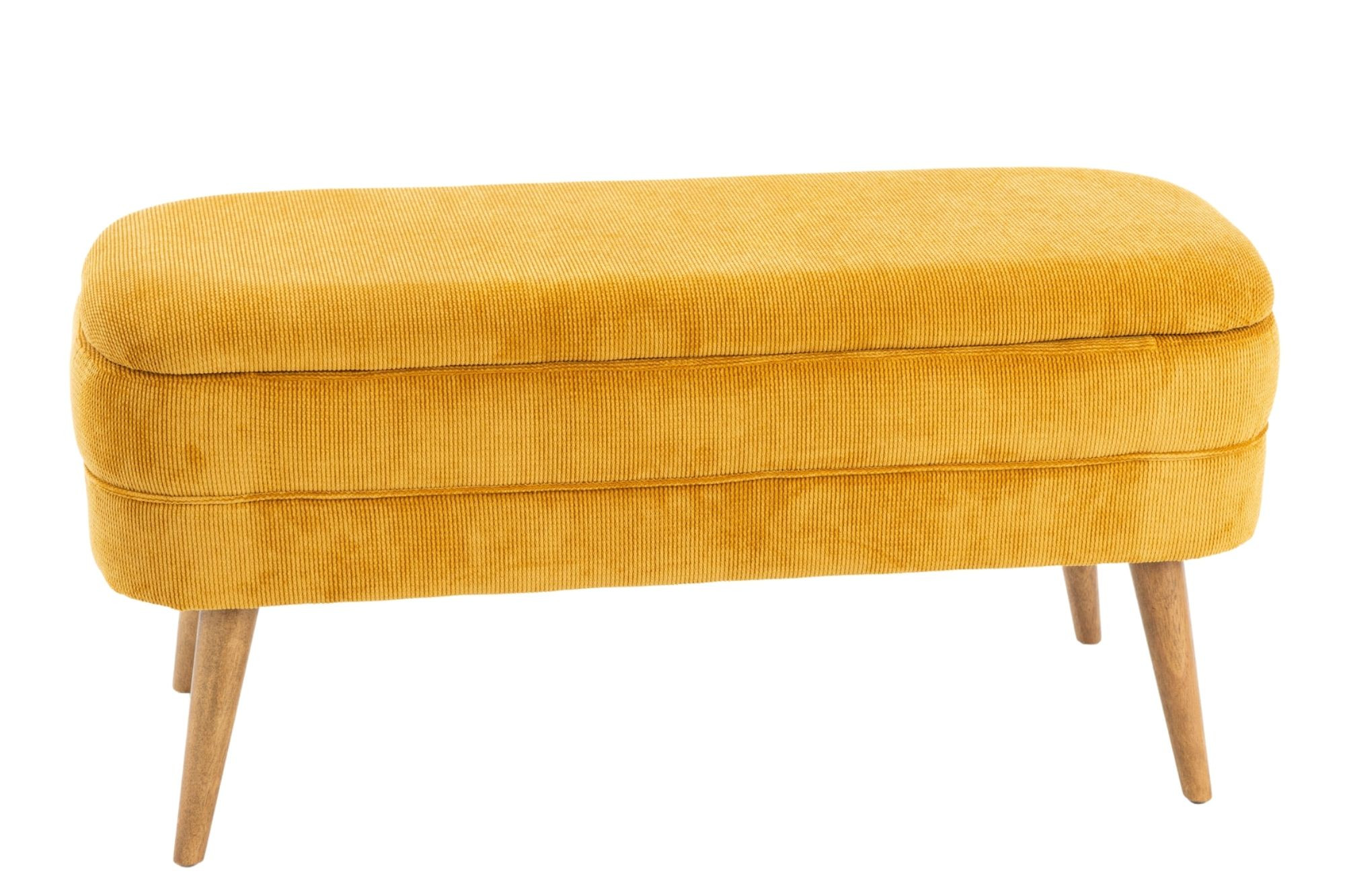 Banquette coffre de rangement en velours côtelé et pieds en bois Banquette coffre de rangement en velours côtelé et pieds en bois