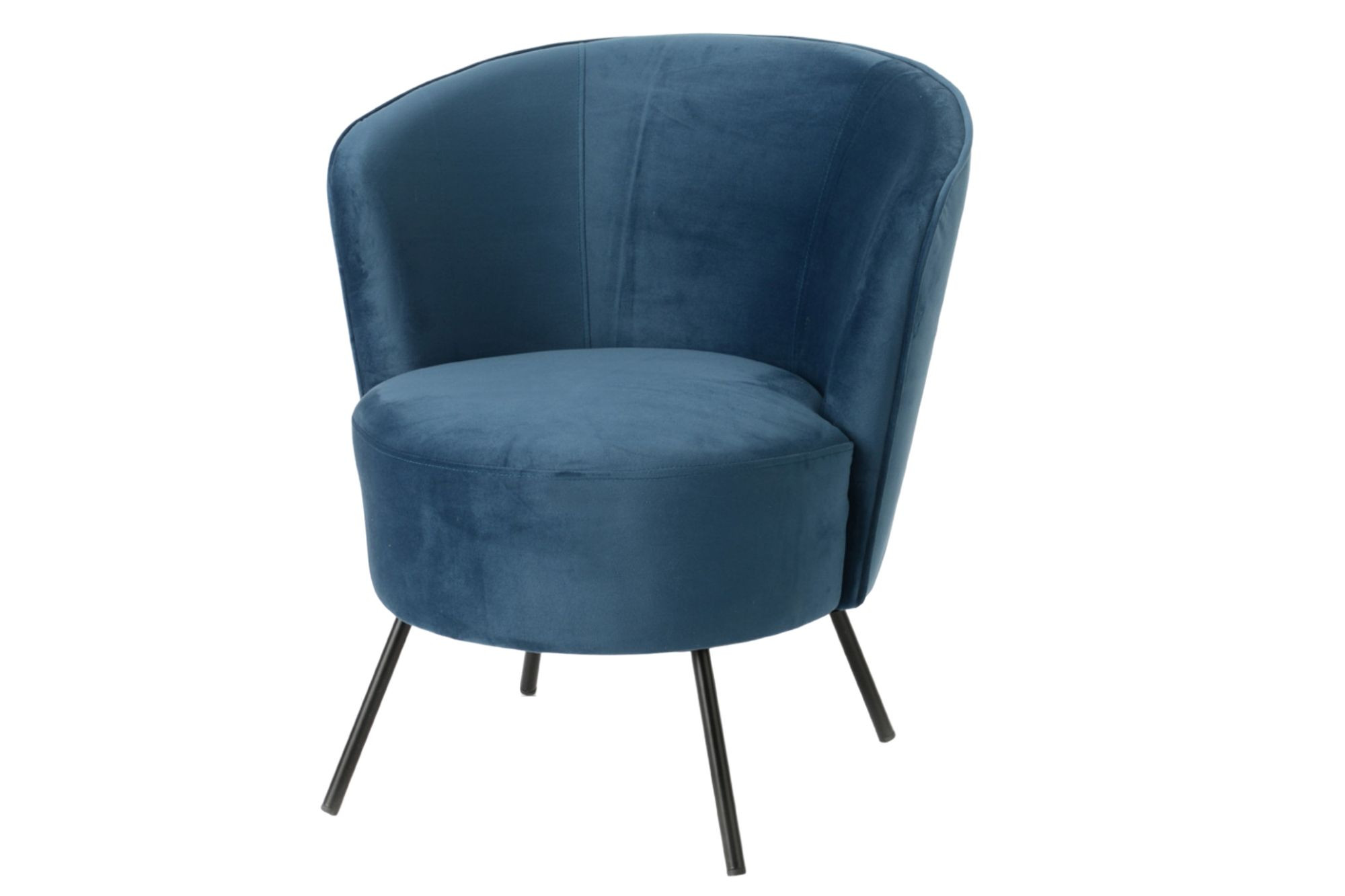 Fauteuil cocktail en velours et pieds en métal noir