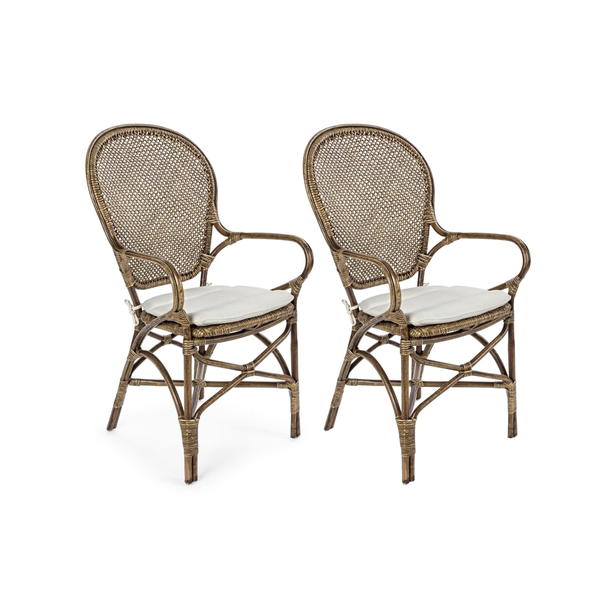 Lot de 2 fauteuil en rotin bistrot chene moyen