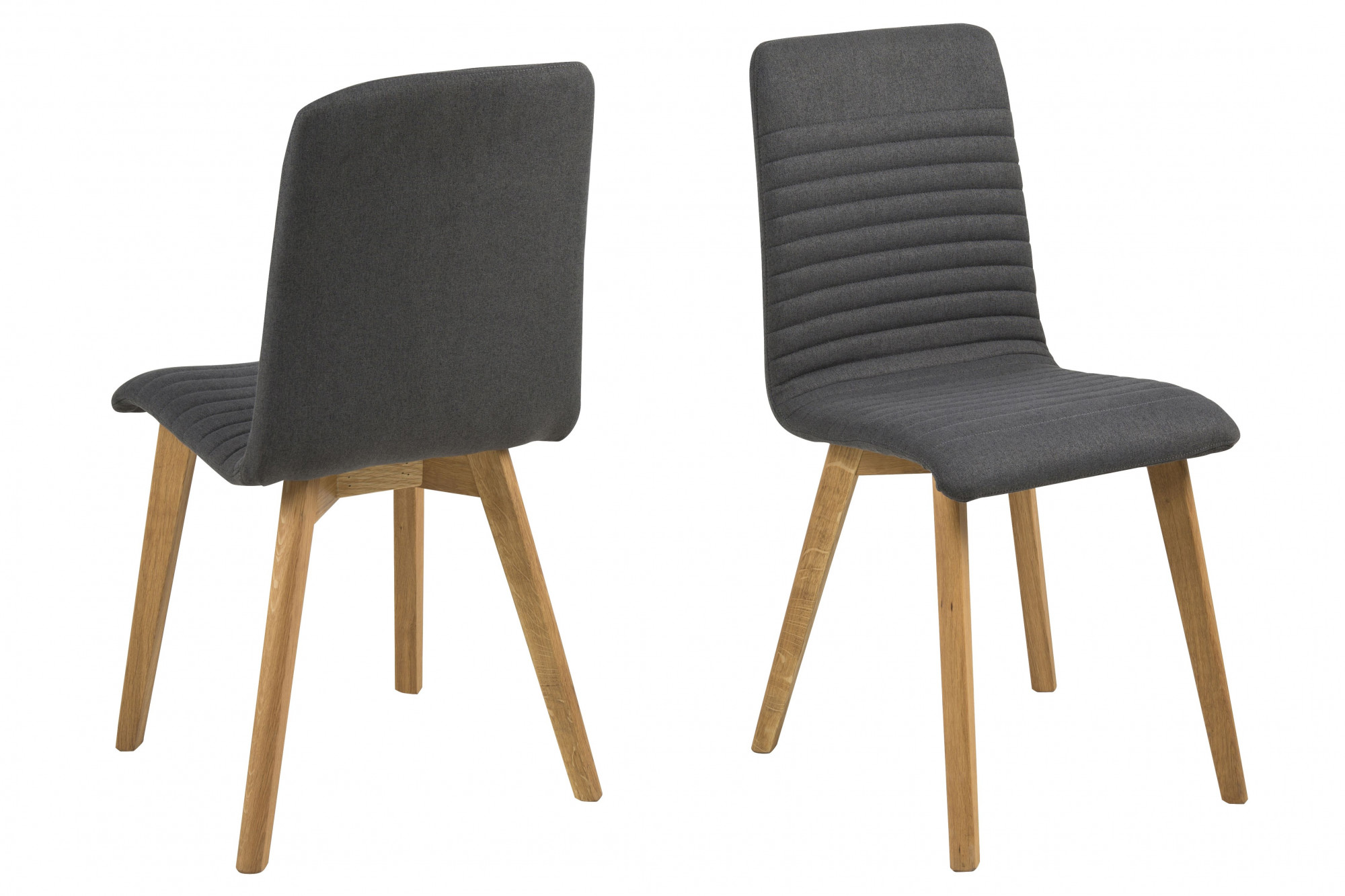 Lot de 2 chaises tissu et bois chêne anthracite