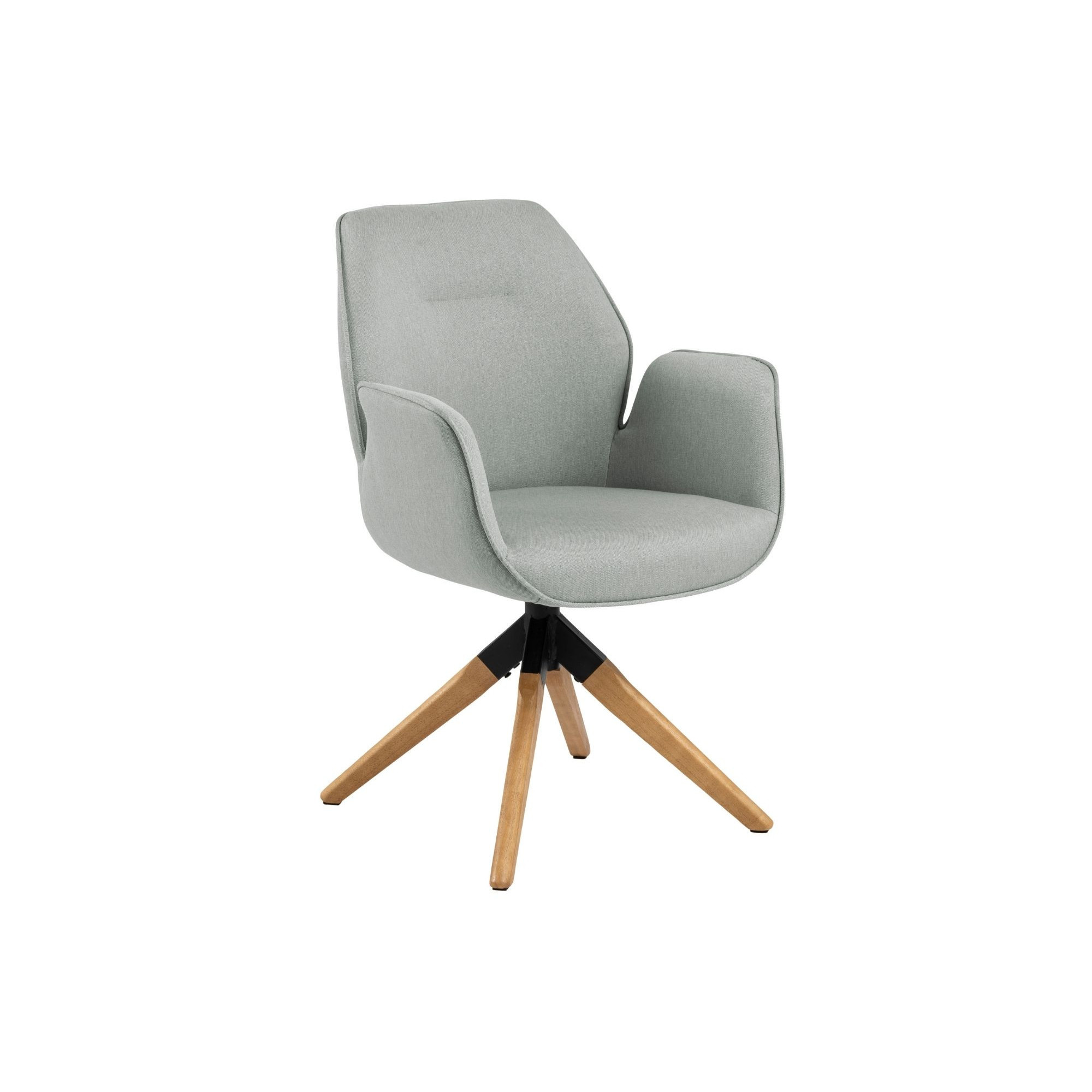 Fauteuil de salle à manger tissu et bois clair gris