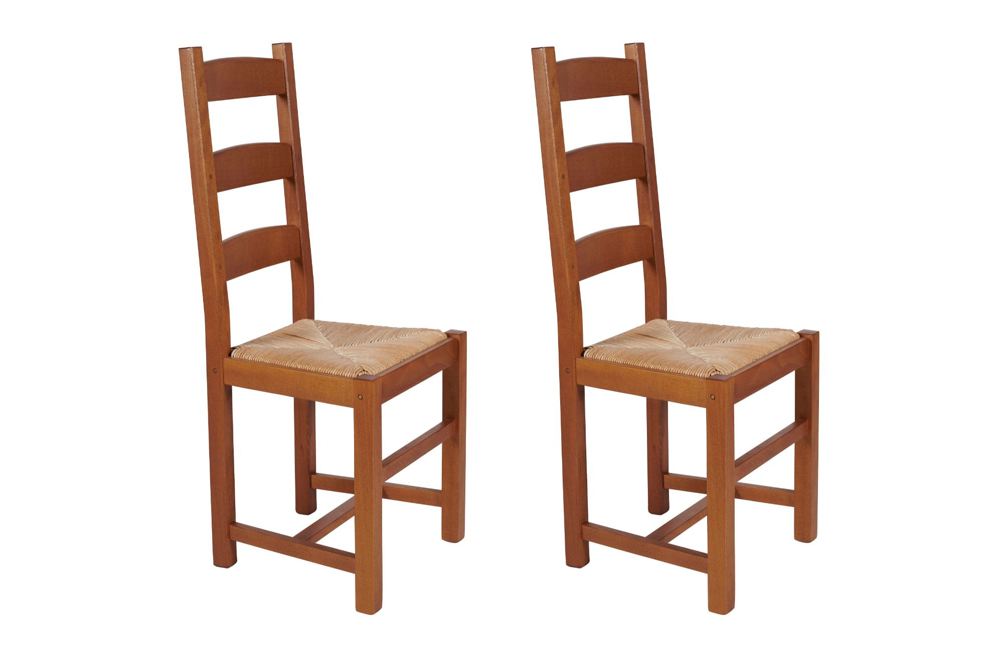 Lot de 2 chaises en bois assise paille