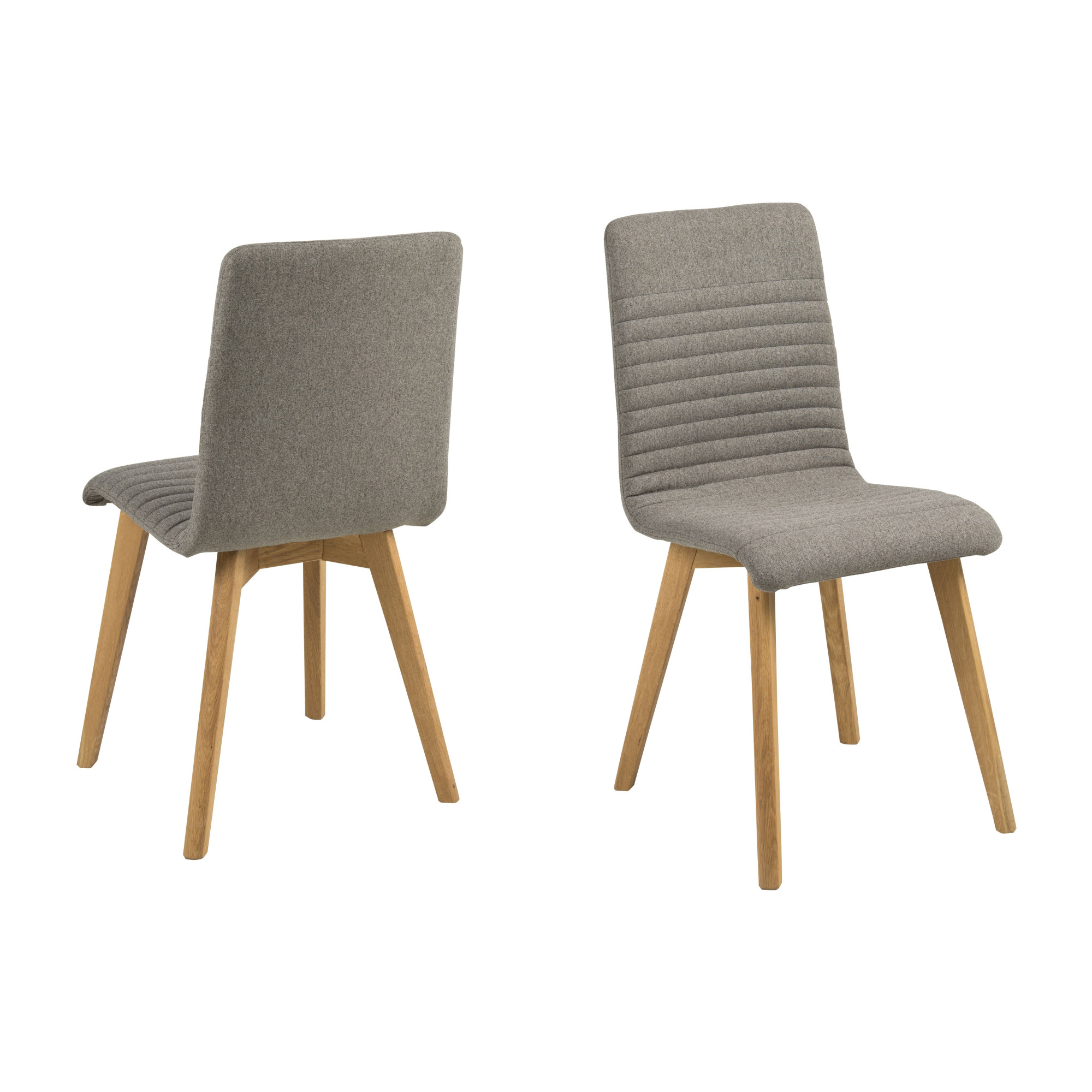 Lot de 2 chaises tissu et bois chêne gris
