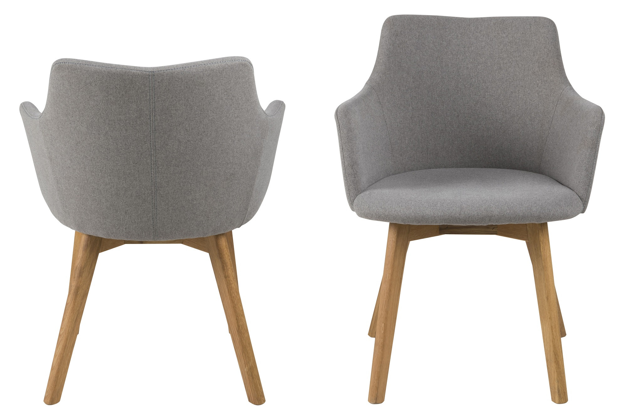 Lot de 2 chaises en tissu et pieds chêne gris clair