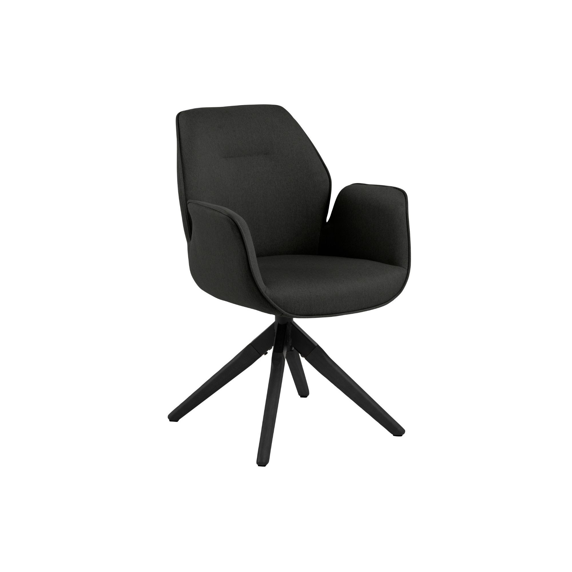 Fauteuil de salle à manger tissu et bois noir anthracite