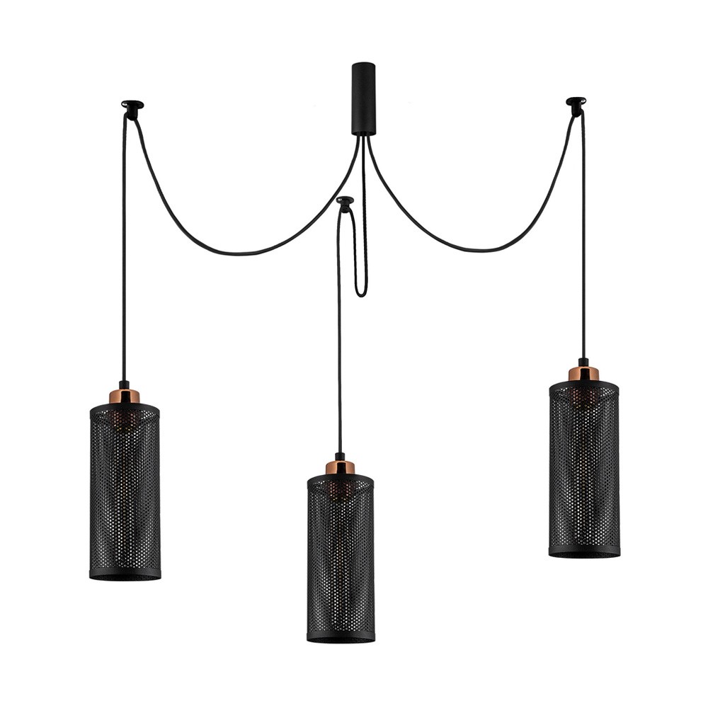 suspension noire moderne 3 lumières avec accessoires pour le plafond