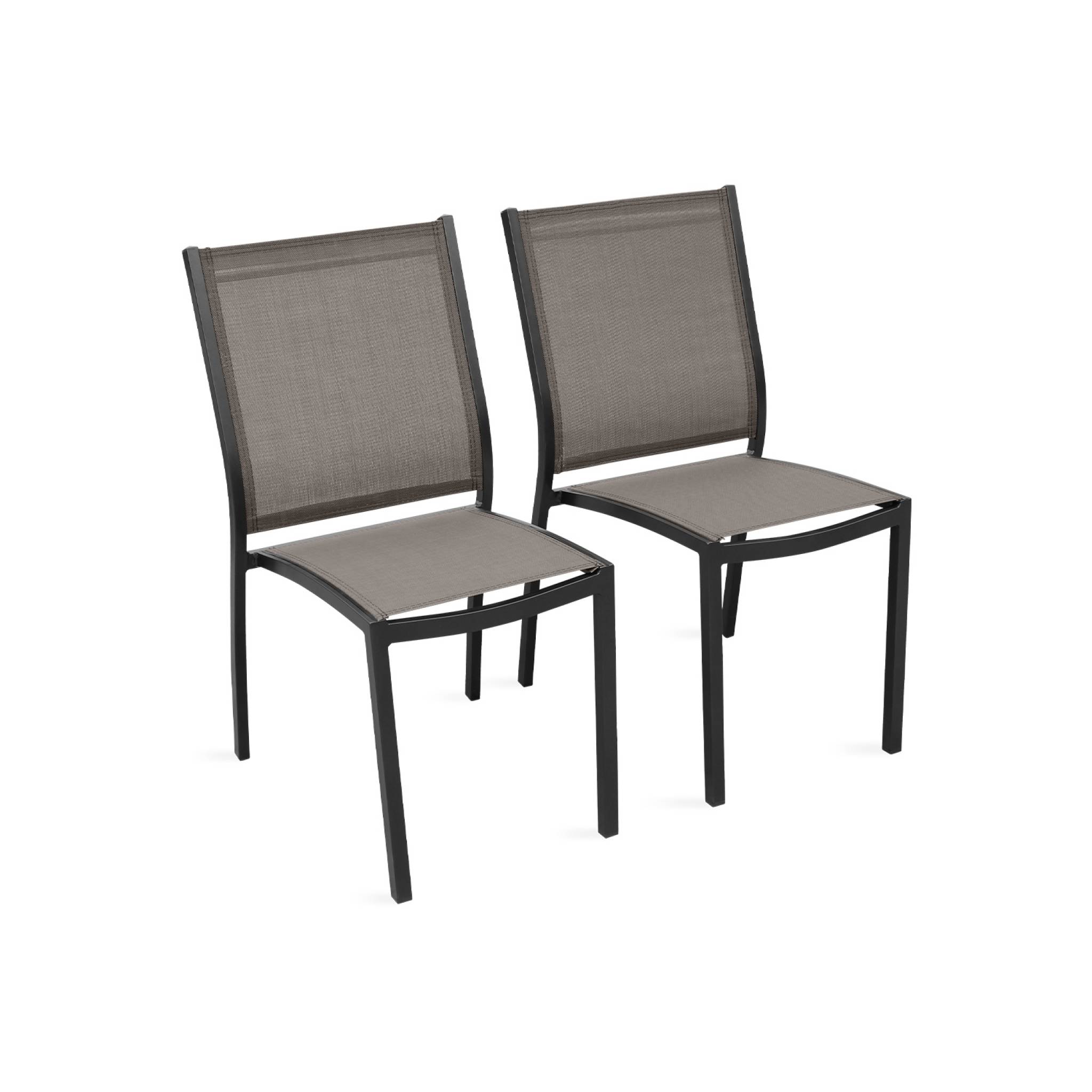 Lot de 2 chaises empilables gris foncé en aluminium anthracite
