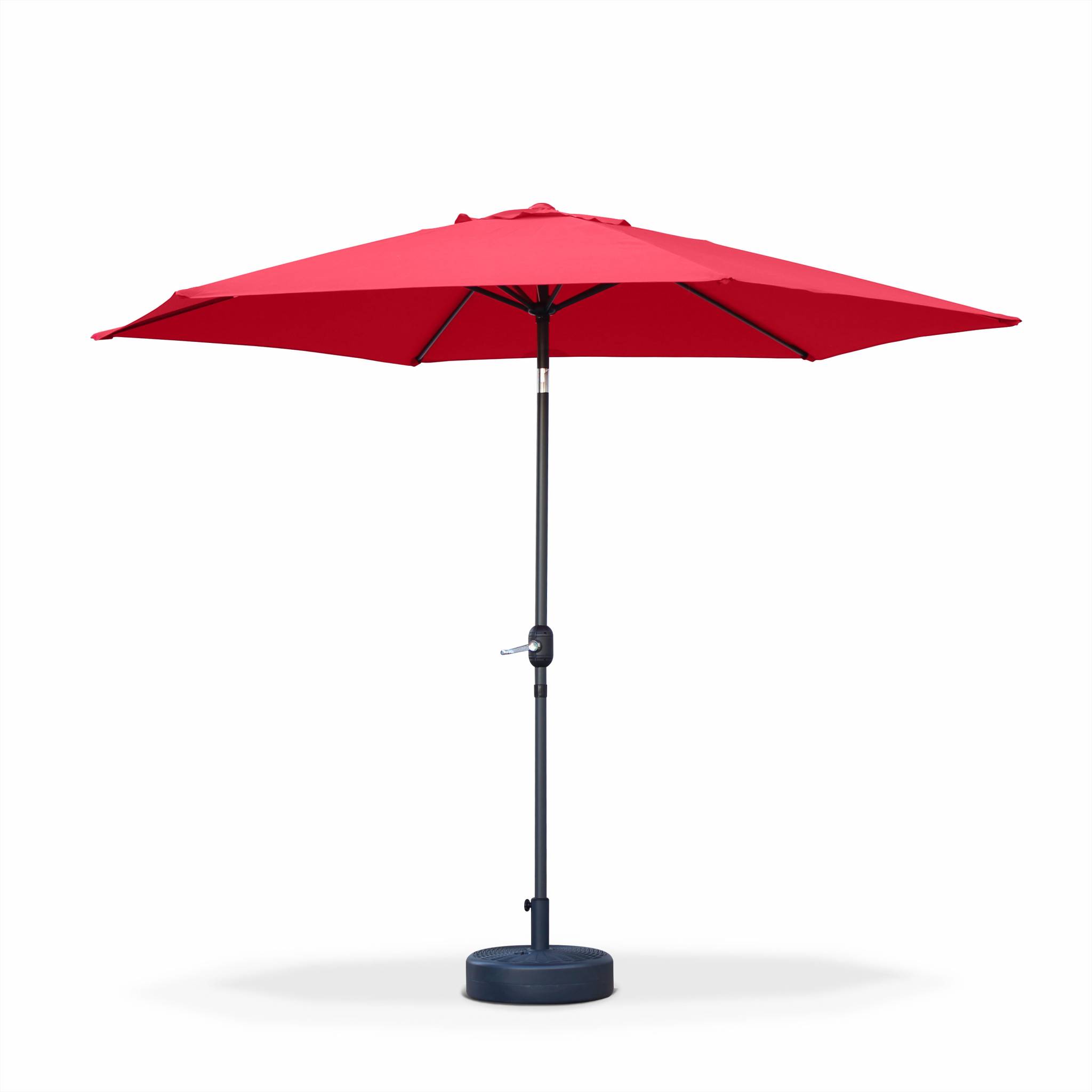 Parasol droit rond rouge en aluminium avec mât central 3m de diamètre