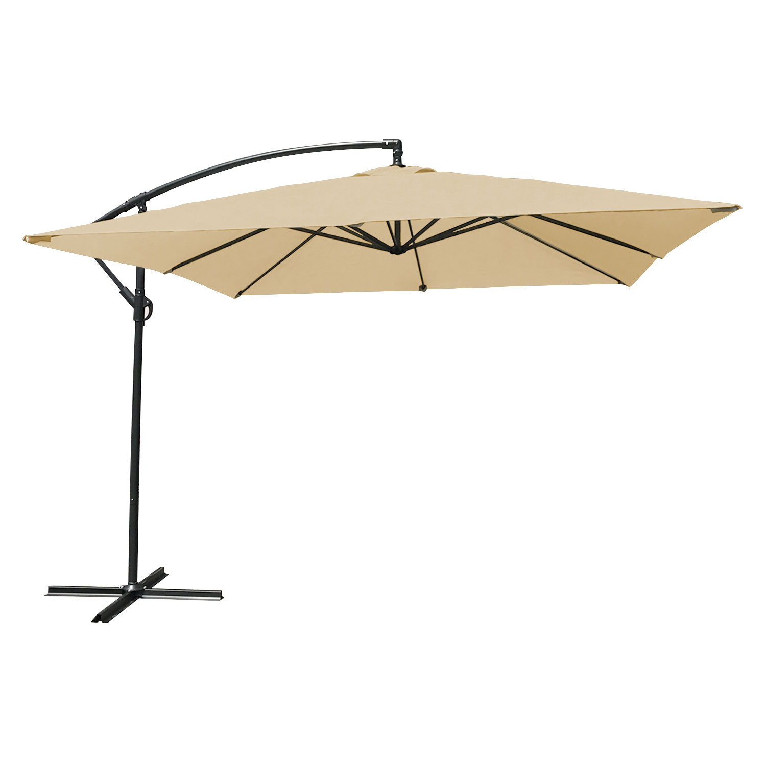 Parasol déporté carré 2,7x2,7m en acier et toile beige