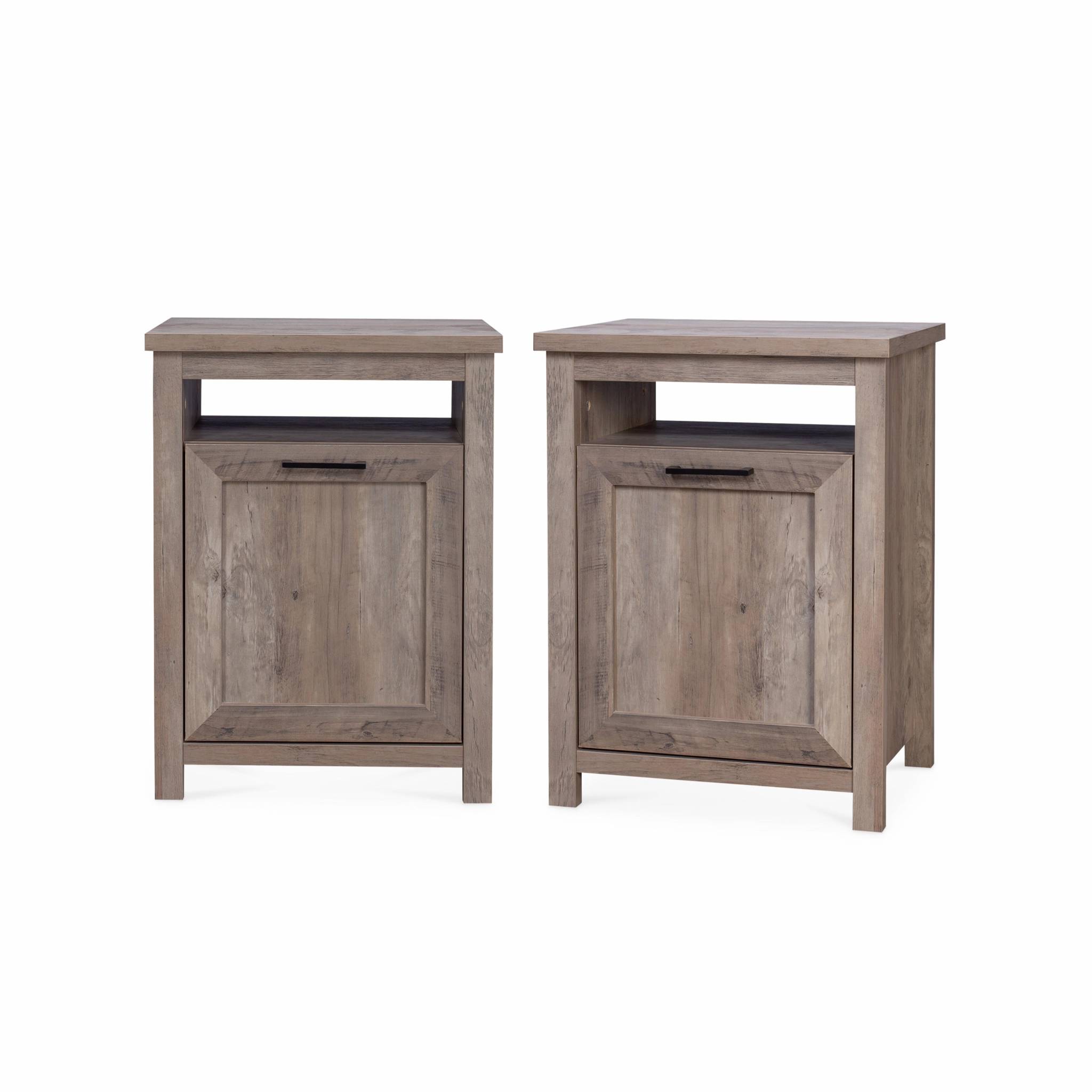 2 tables de chevet en décor bois gris