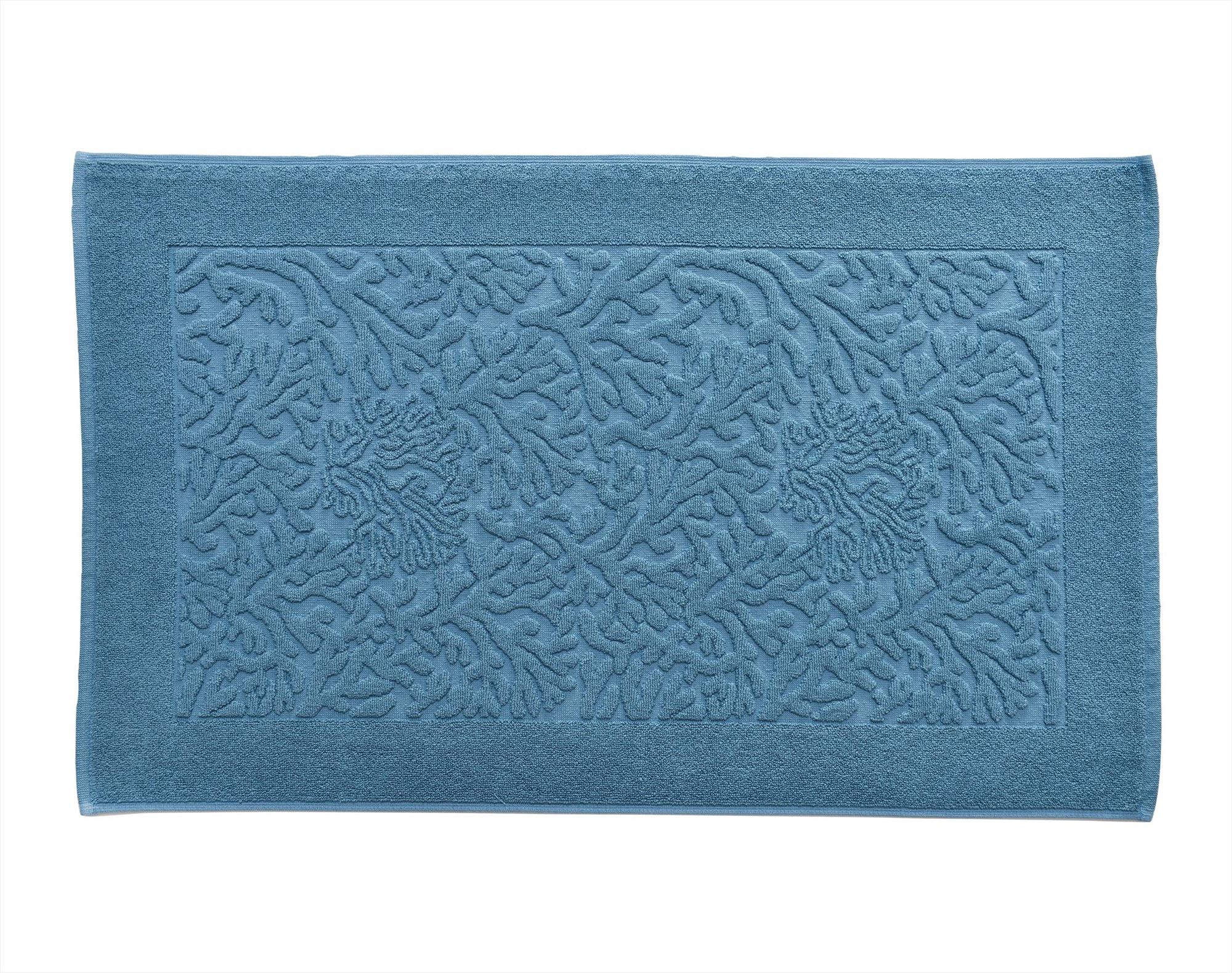 Tapis de bain bleu 50x80 en coton