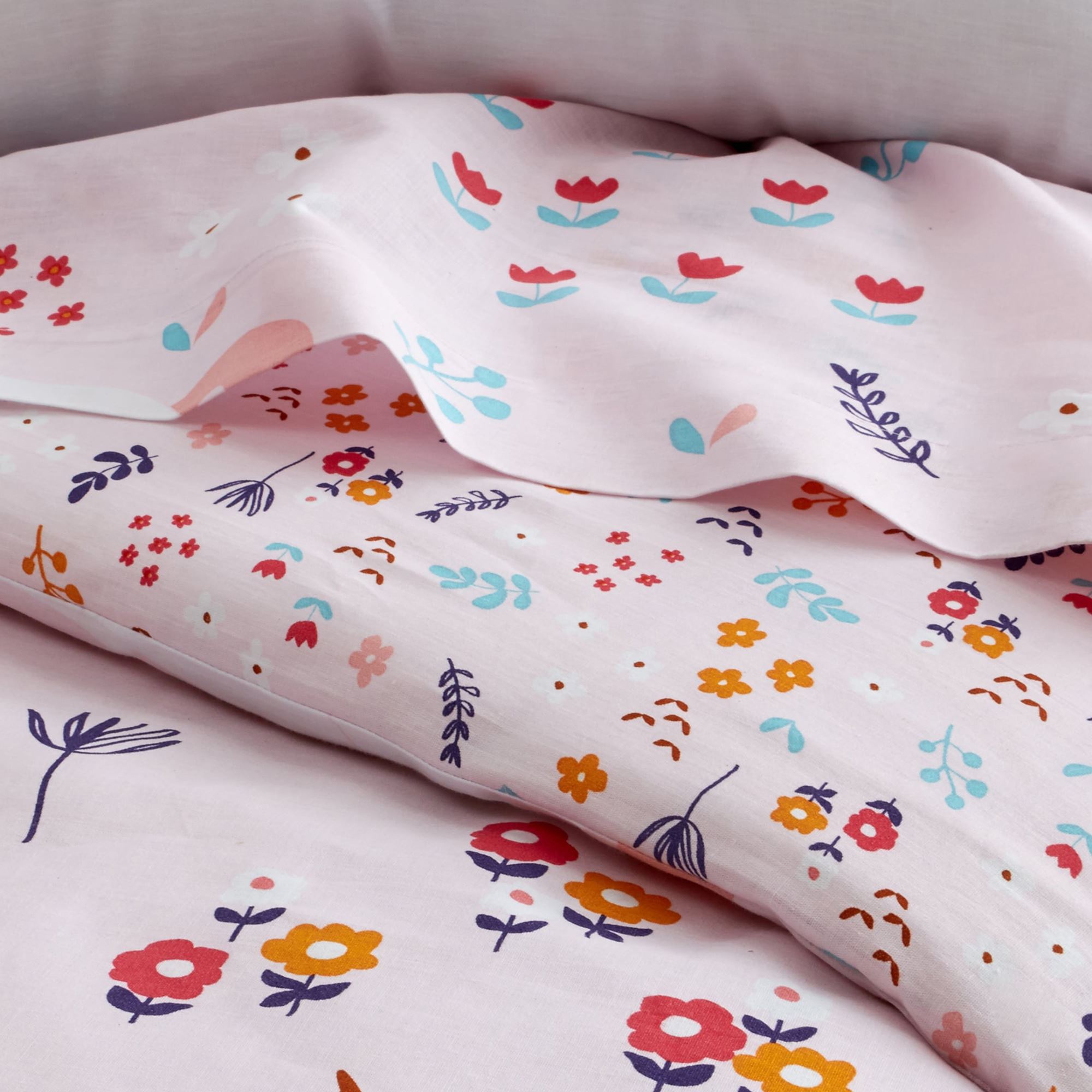 Housse de couette enfant réversible 140x200 rose en coton Housse de couette enfant réversible 140x200 rose en coton