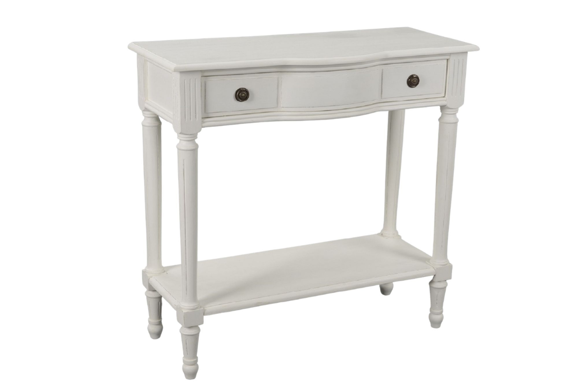 Console en bois blanc 1 tiroir 1 tablette inférieure Console en bois blanc 1 tiroir 1 tablette inférieure