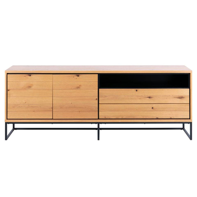 Buffet moderne en bois et métal noir 197cm