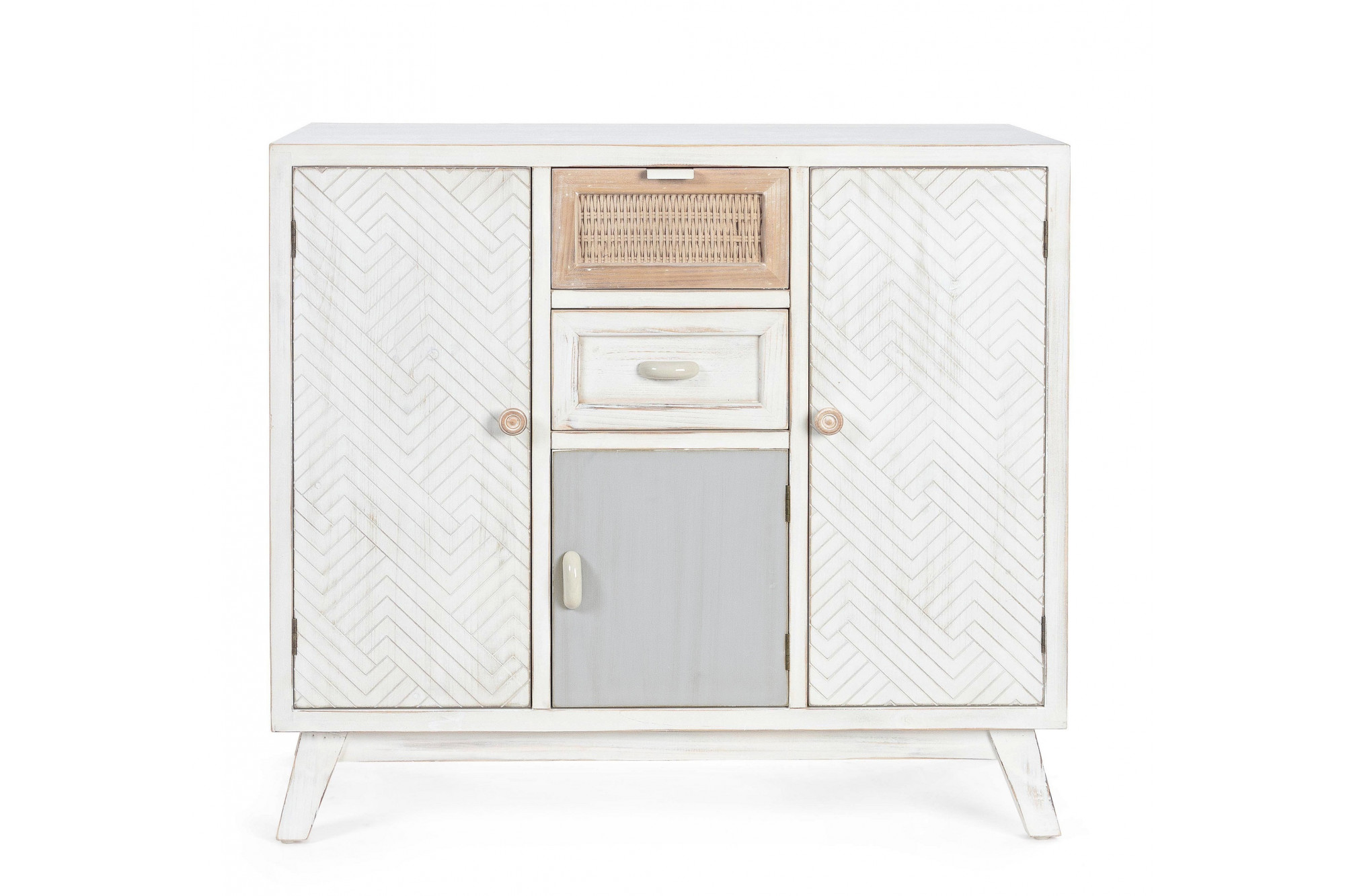 Buffet en bois 3 portes 2 tiroirs style bord de mer Buffet en bois 3 portes 2 tiroirs style bord de mer