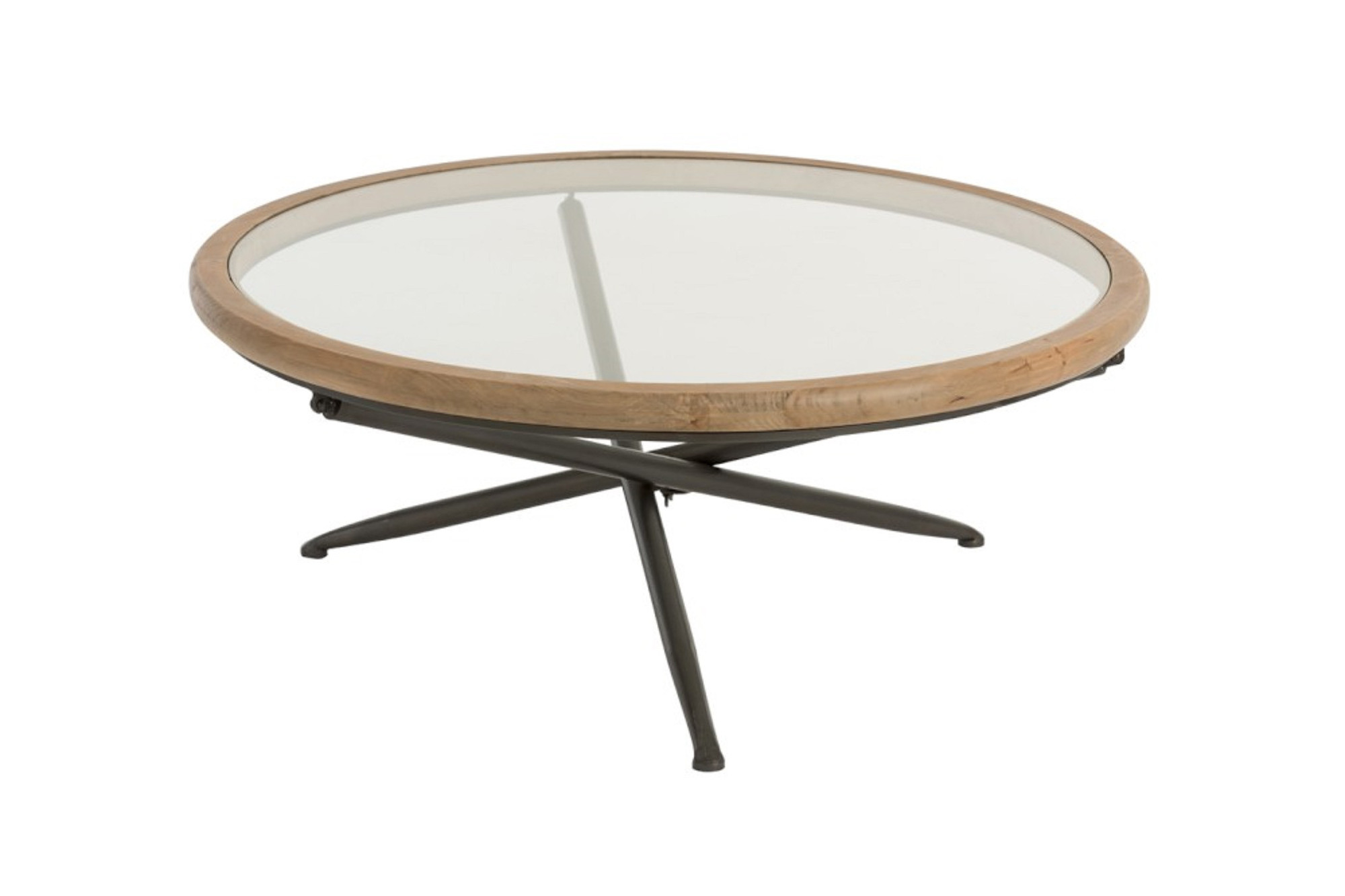 Table basse ronde plateau verre/bois D100
