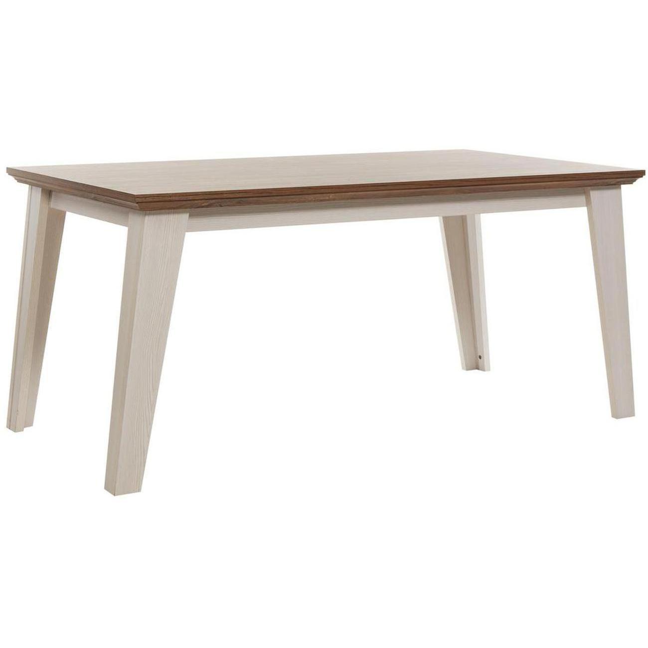 Table de repas beige plateau bois 160x90cm