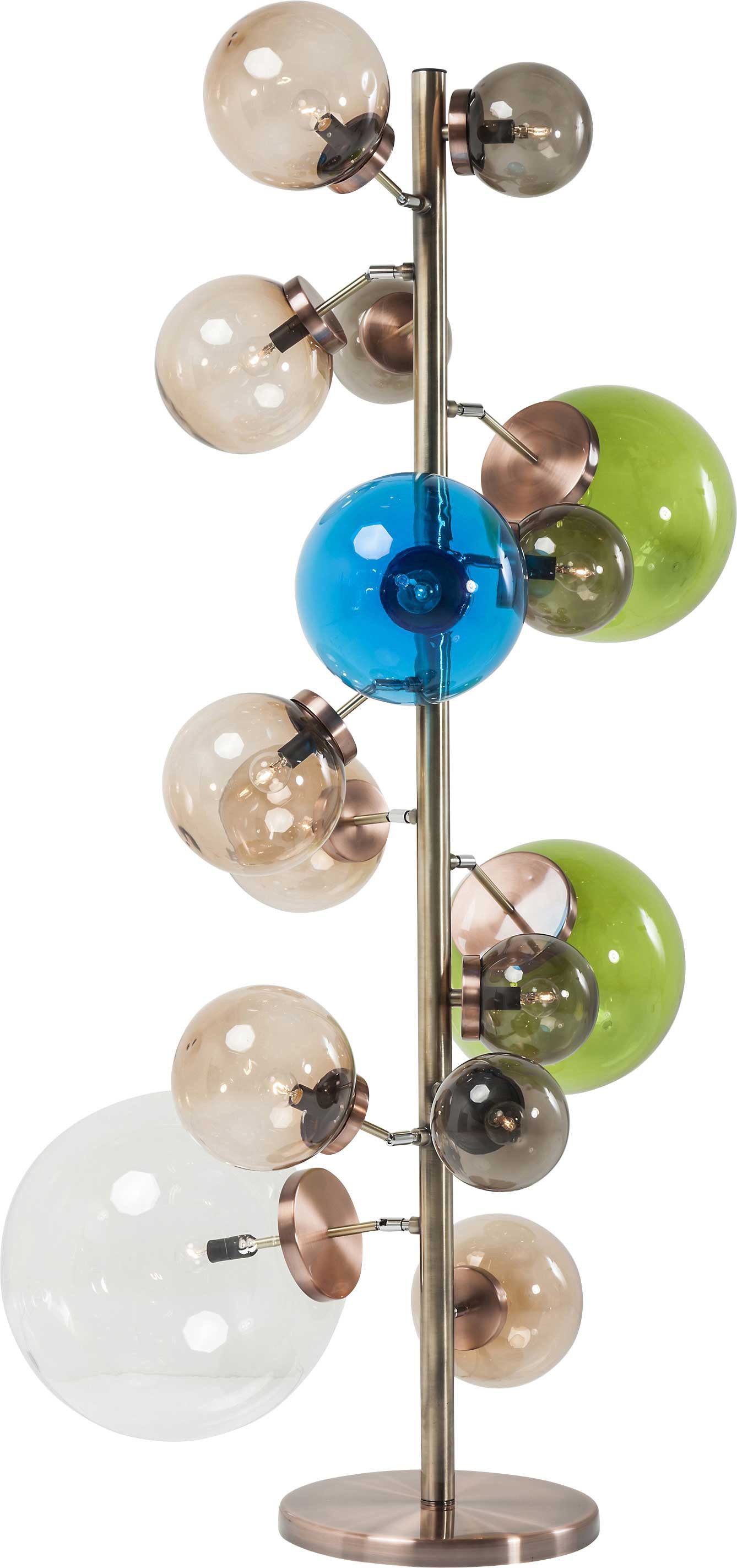 Lampadaire en acier cuivré 15 abat-jours en acrylique H160