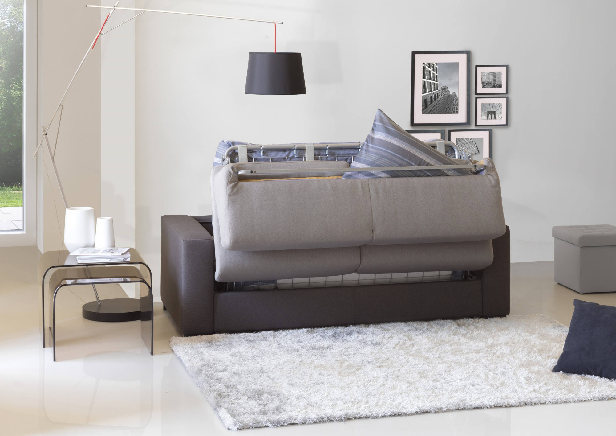 Canapé-Lit 3 places en tissu gris et anthracite - Vue supplémentaire 2