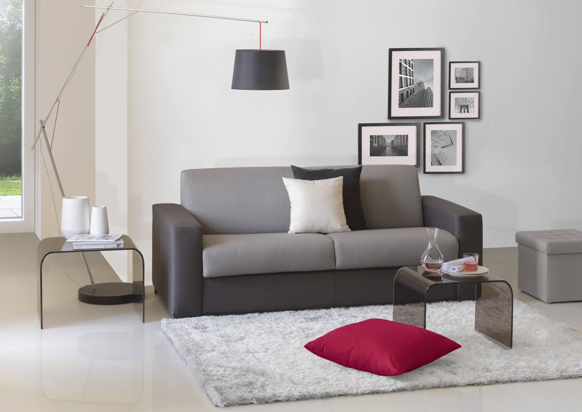 Canapé-Lit 3 places en tissu gris et anthracite - Vue supplémentaire 2