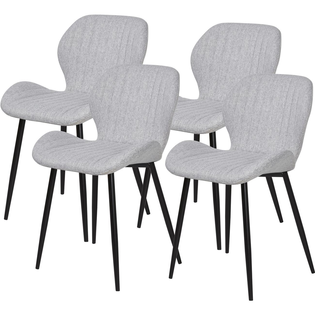 Chaise assise tissu gris pieds métal noir - Lot de 4 Chaise assise tissu gris pieds métal noir - Lot de 4