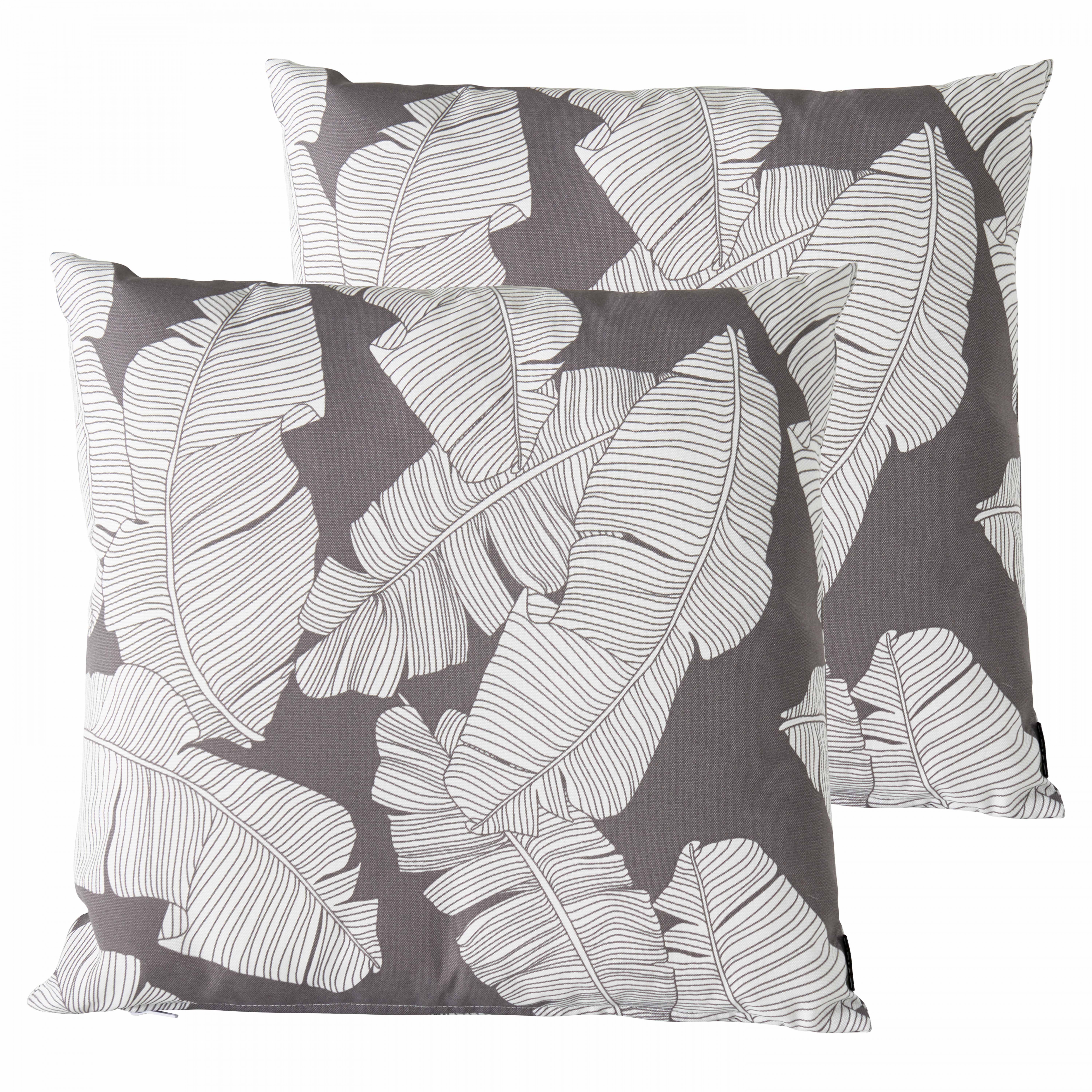 Lot de 2 coussins carrés polyester abaca gris 45x45x8 cm