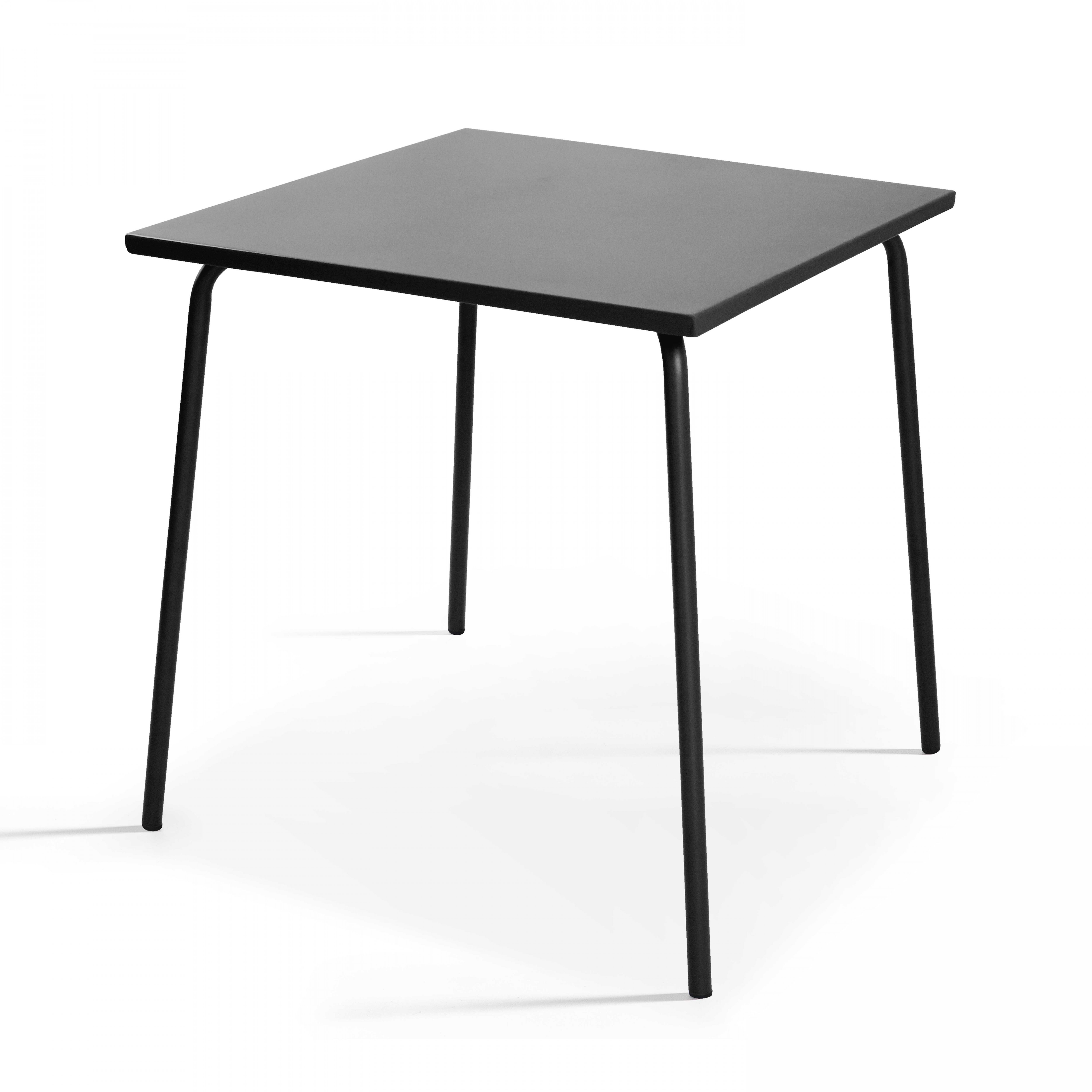 Table de jardin carrée en métal anthracite