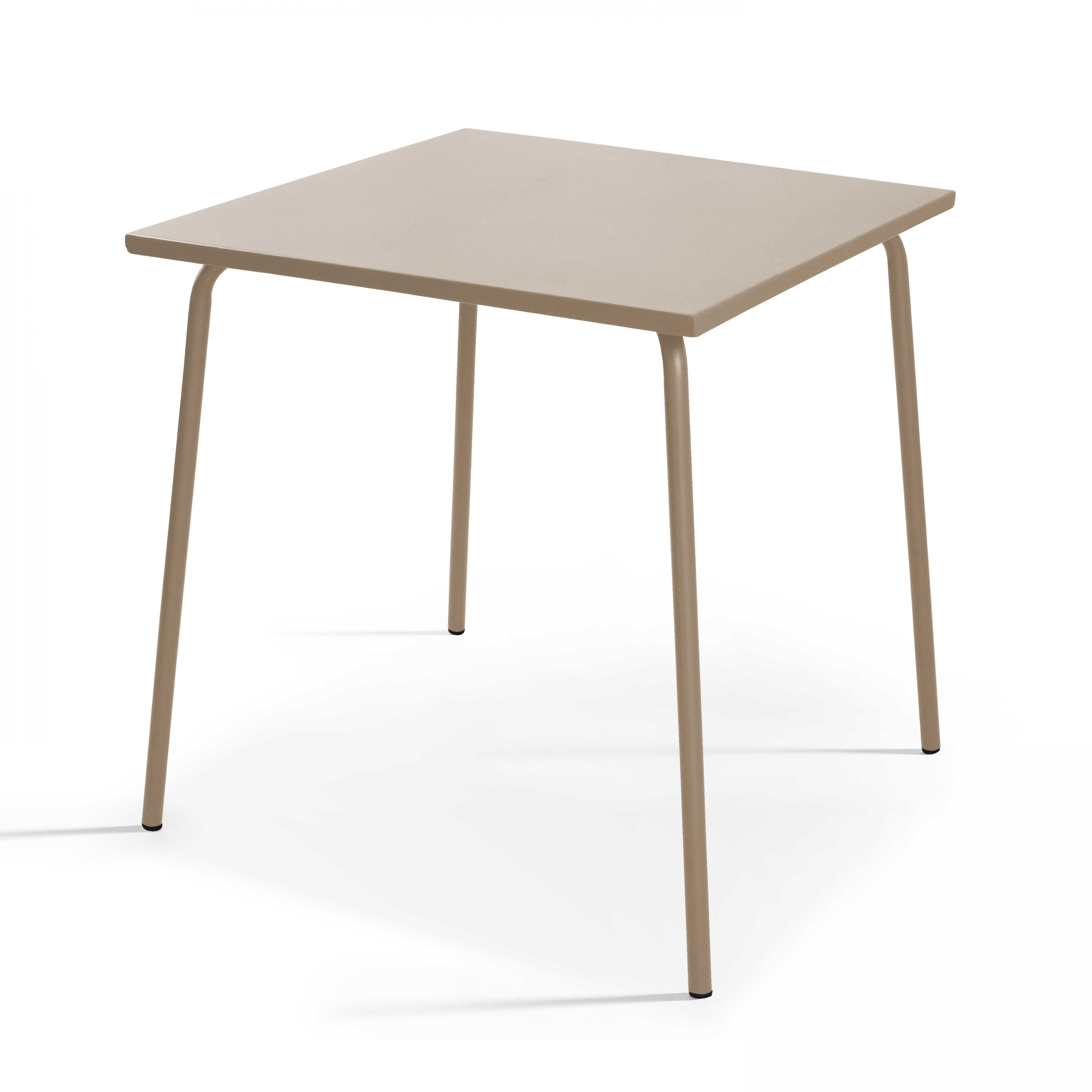 Table de jardin carrée en métal taupe