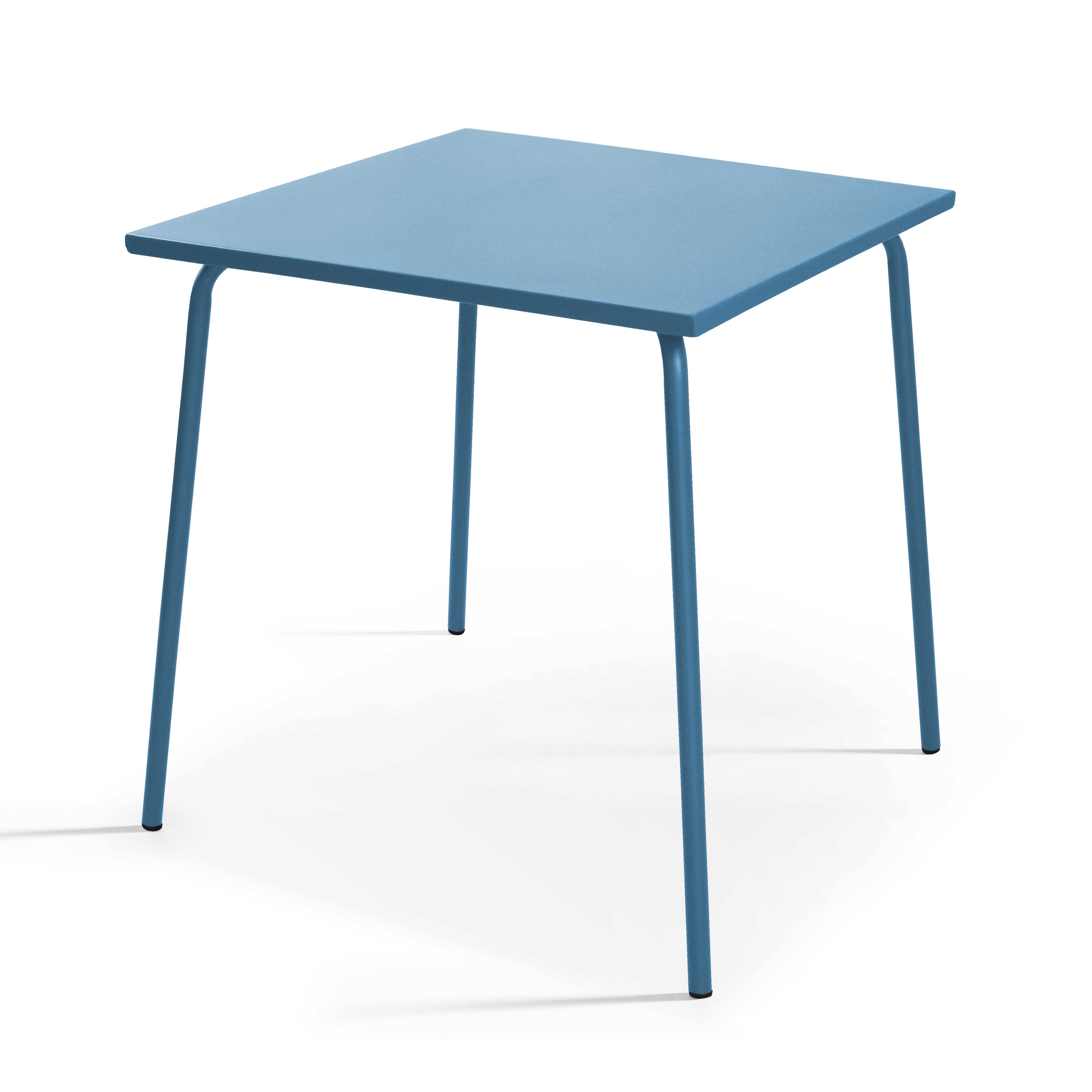 Table de jardin carrée en métal bleu pacific
