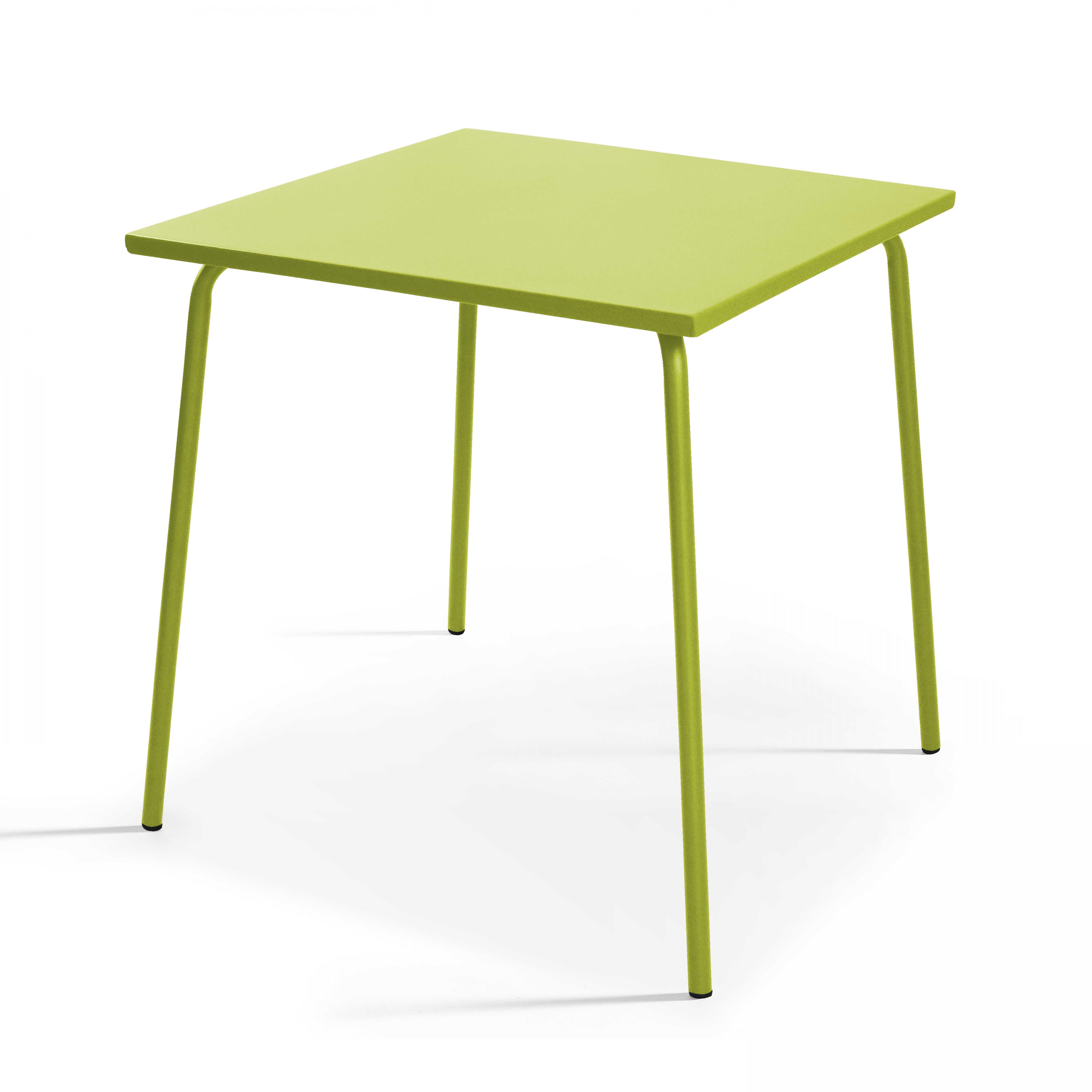 Table de jardin carrée en métal vert