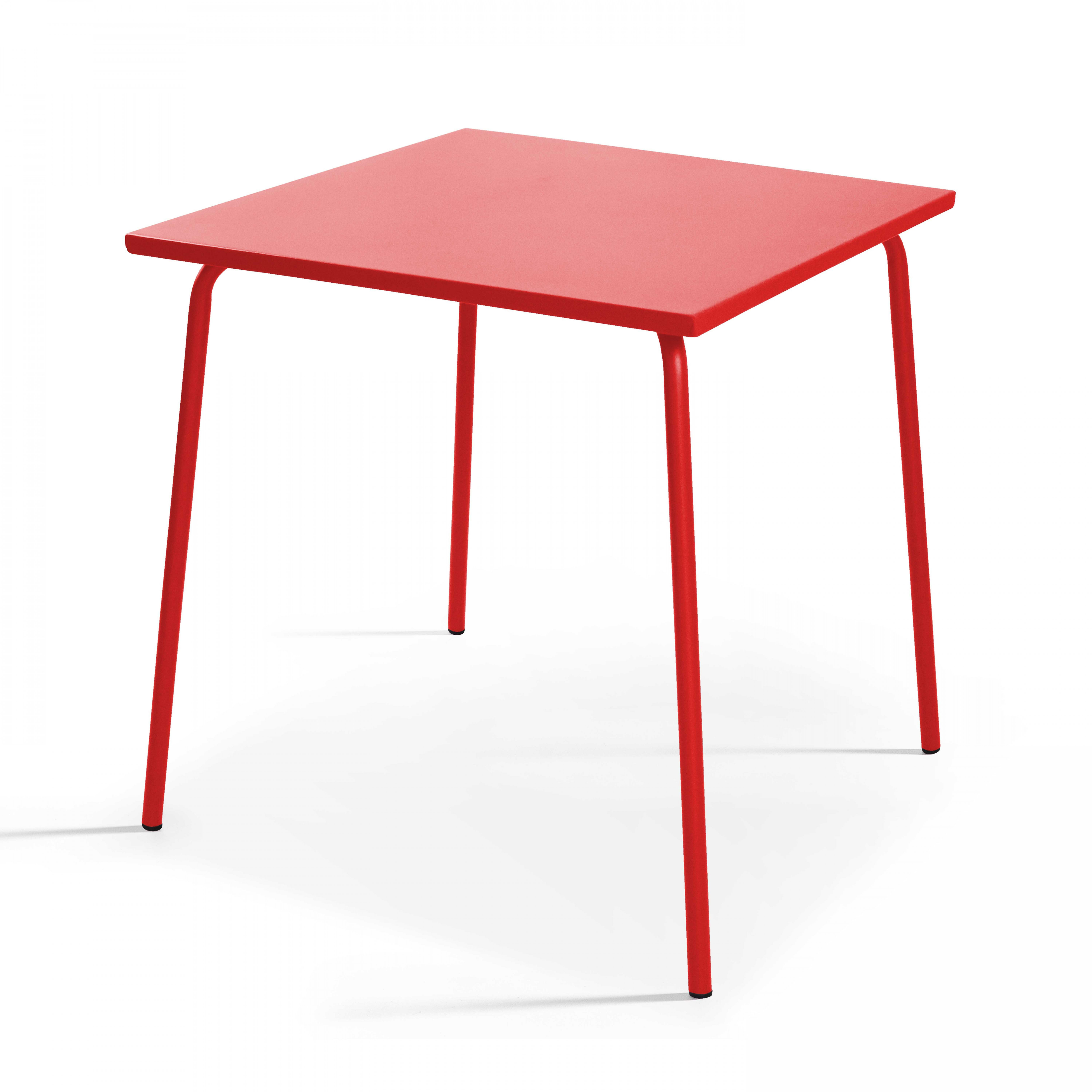 Table de jardin carrée en métal rouge