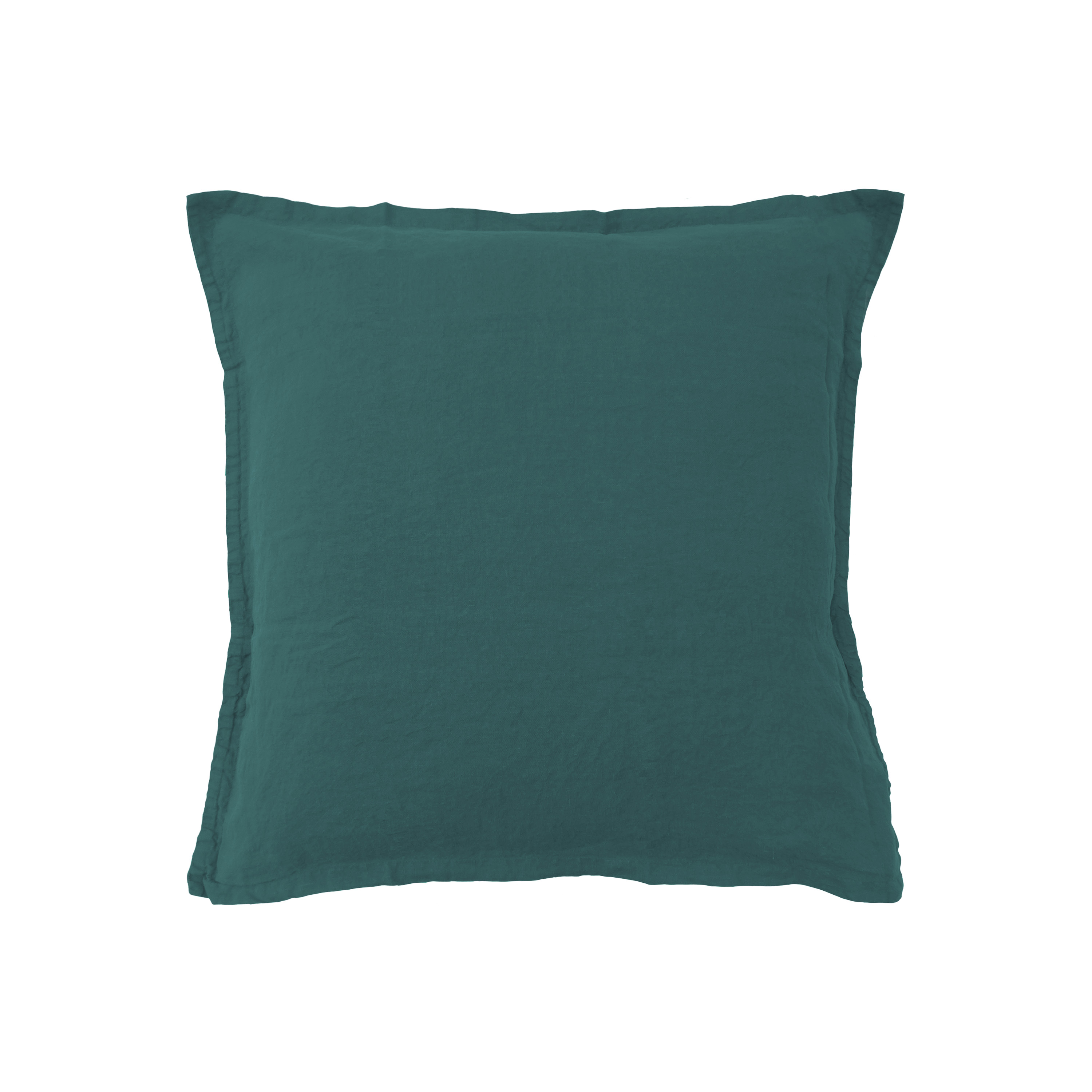 Housse de coussin en lin lavé 45x45 cm Vert Paon Housse de coussin en lin lavé 45x45 cm Vert Paon