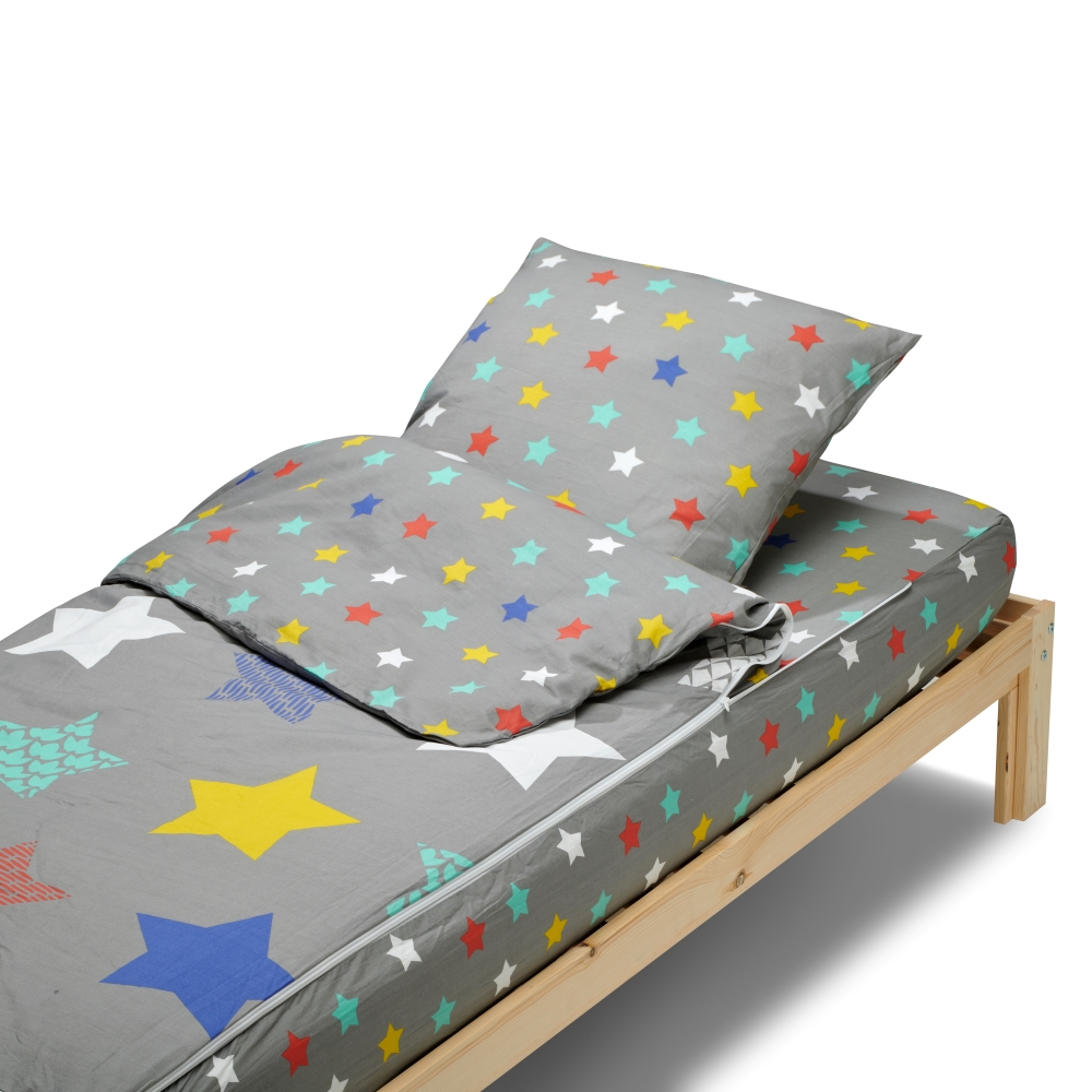 Parure de lit enfant sans couette motif étoiles stars 90x190cm
