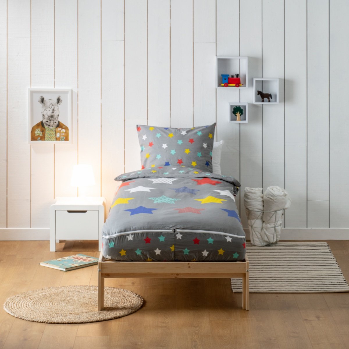 Set de couchage prêt à dormir avec couette motif stars 90x190cm