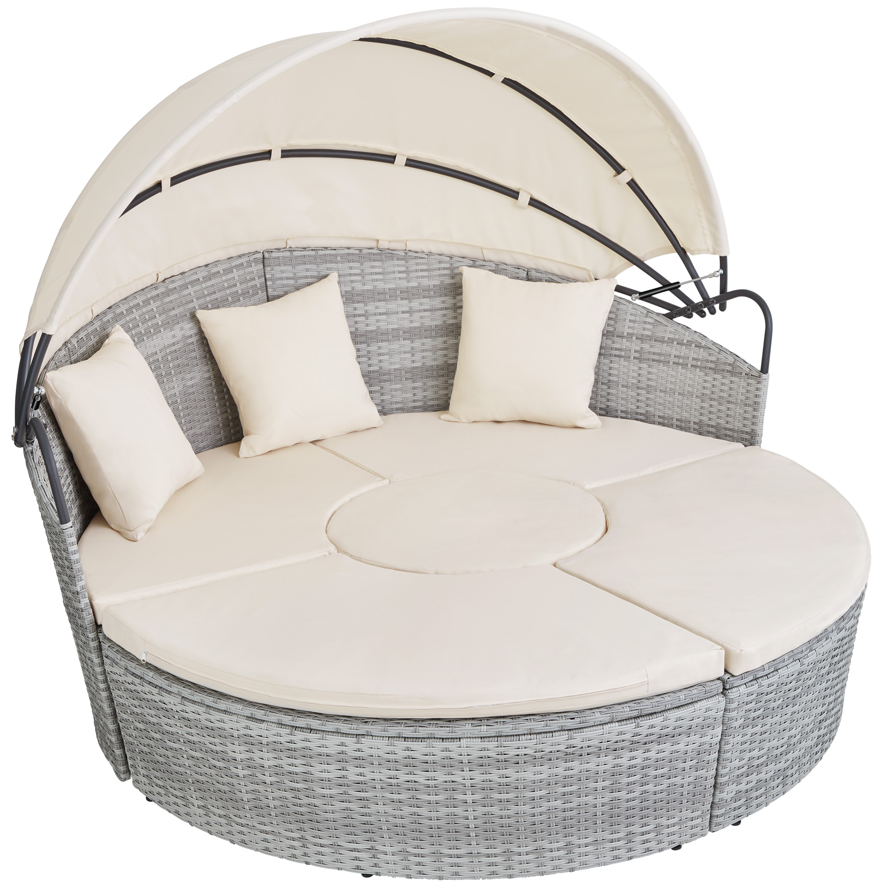 Bain de soleil rond modulable ZANZIBAR gris clair Bain de soleil rond modulable ZANZIBAR gris clair