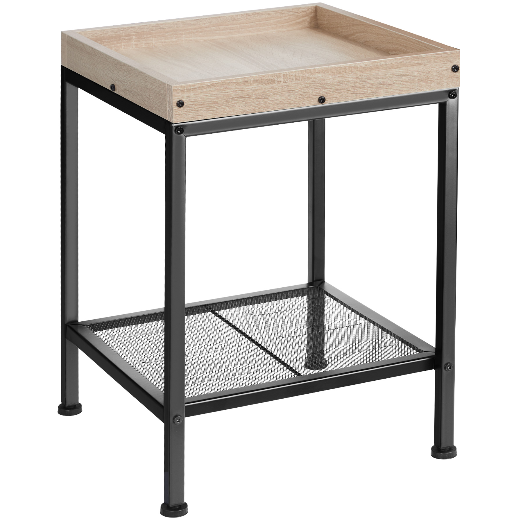 table d'appoint style industriel bois clair industriel, chêne sonoma