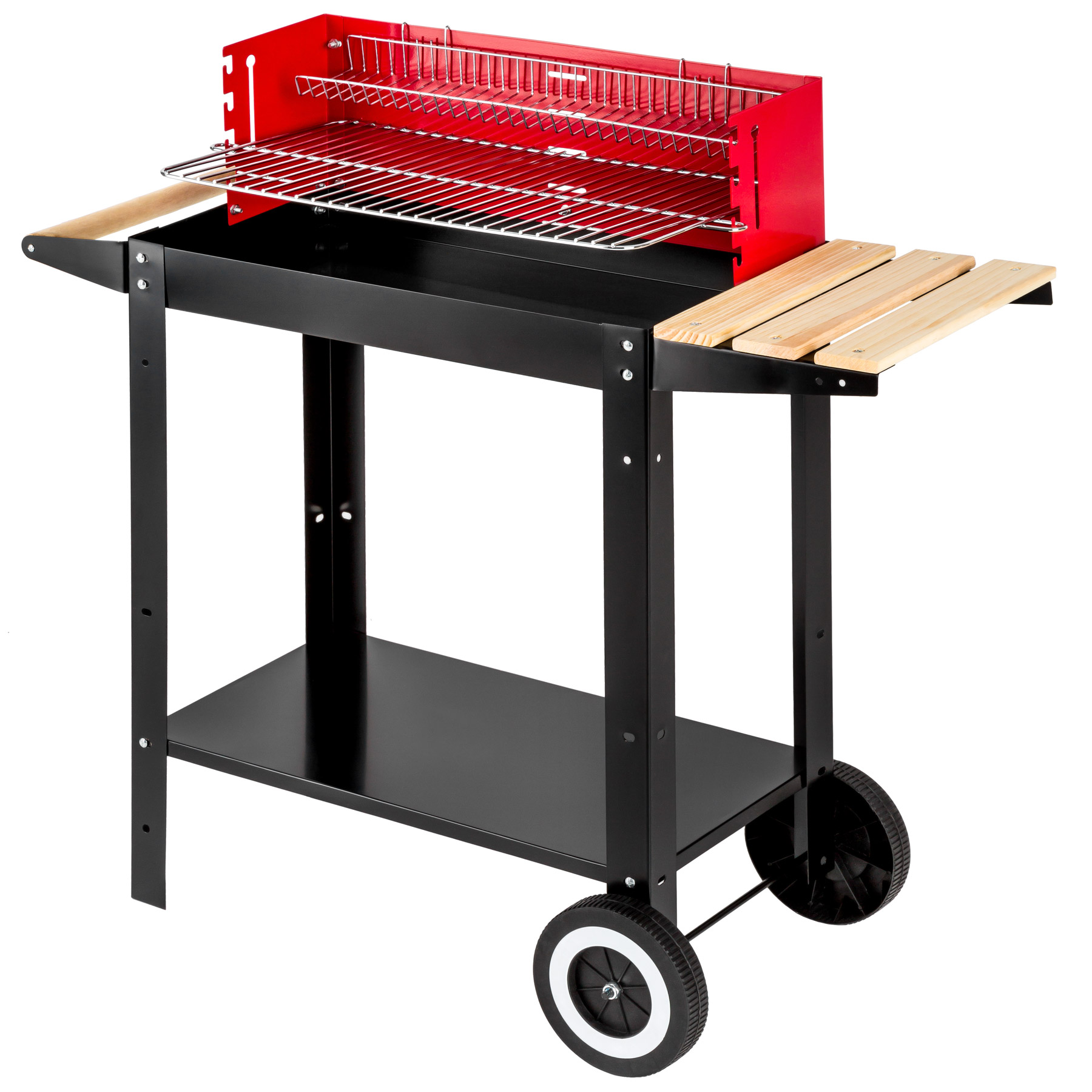 Barbecue charbon chariot noir/rouge