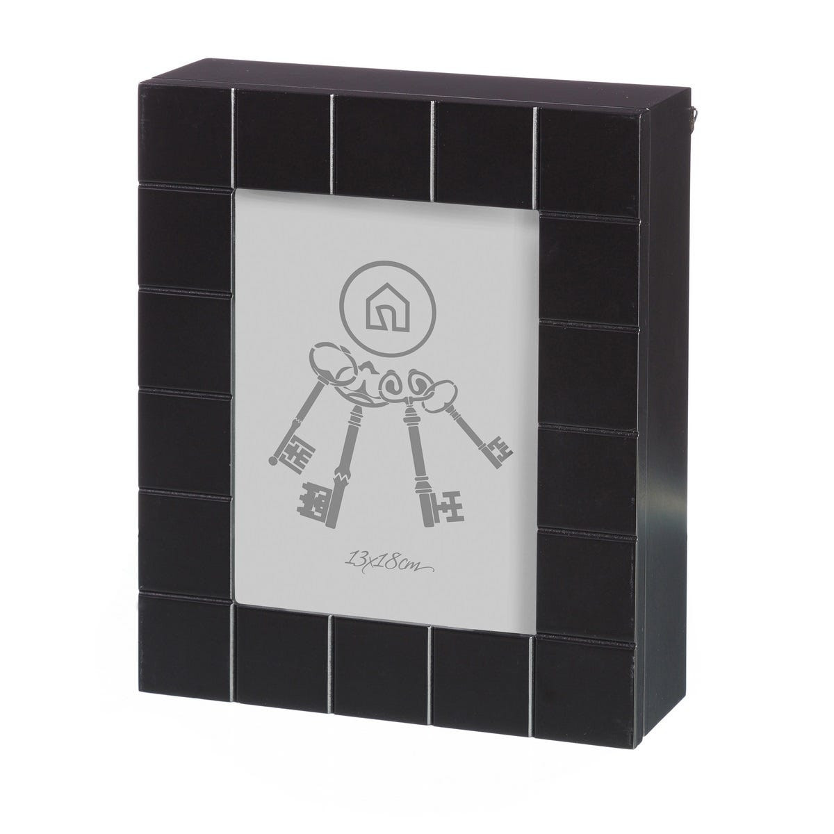 Boîte à clés murale noire pour photo 13x18cm - 20,5x7x24cm Boîte à clés murale noire pour photo 13x18cm - 20,5x7x24cm
